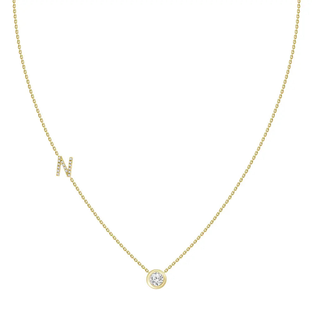 Colar com Pingente Letra de Diamante-JJ Diamond