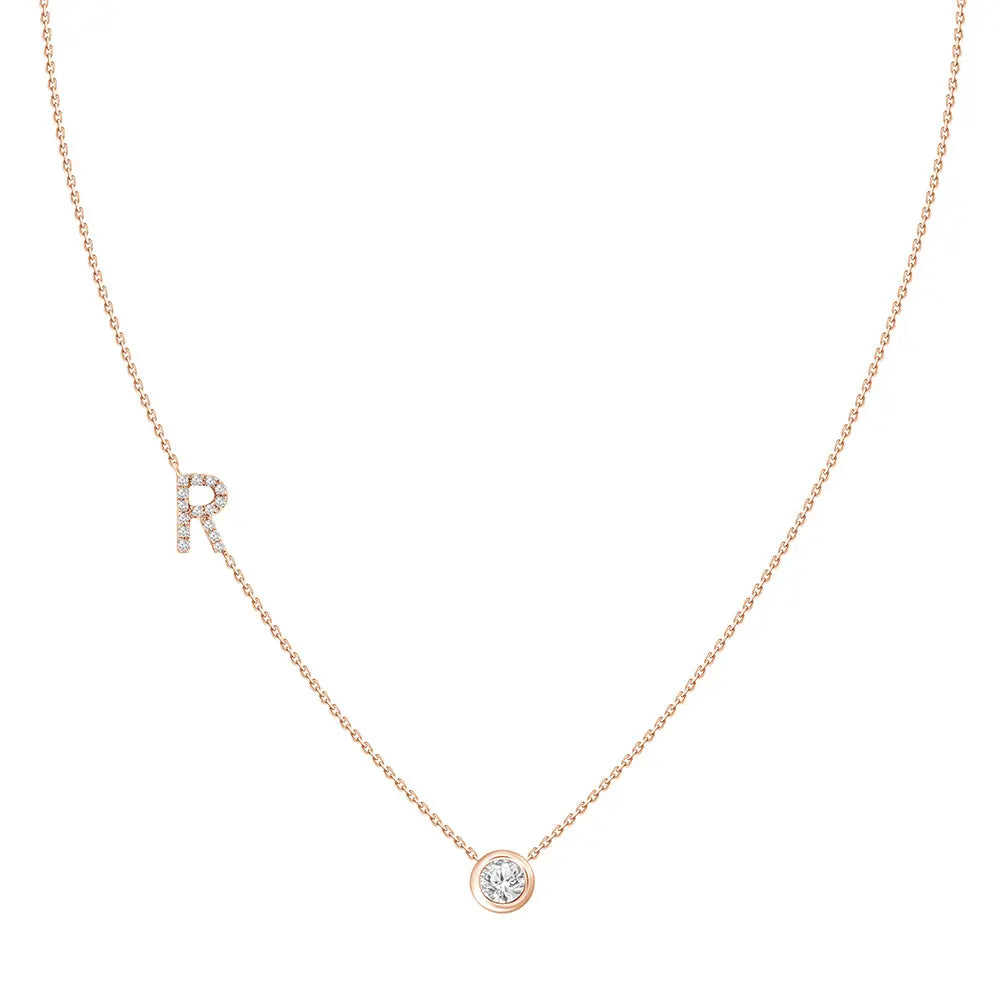 Colar com Pingente Letra de Diamante-JJ Diamond