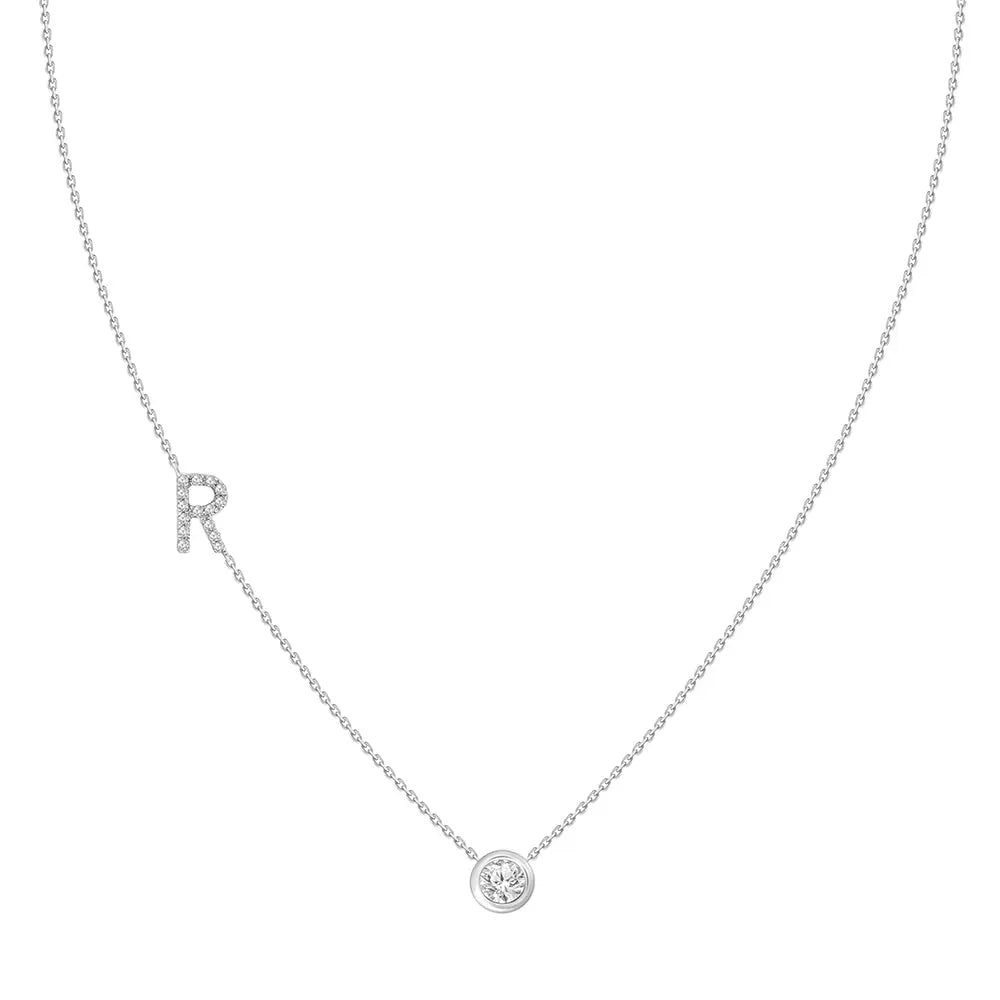 Colar com Pingente Letra de Diamante-JJ Diamond