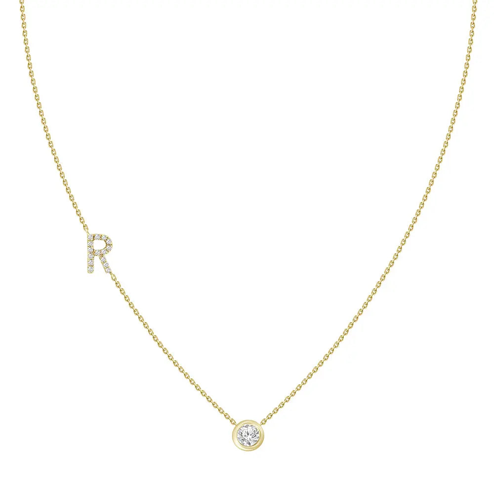 Colar com Pingente Letra de Diamante-JJ Diamond