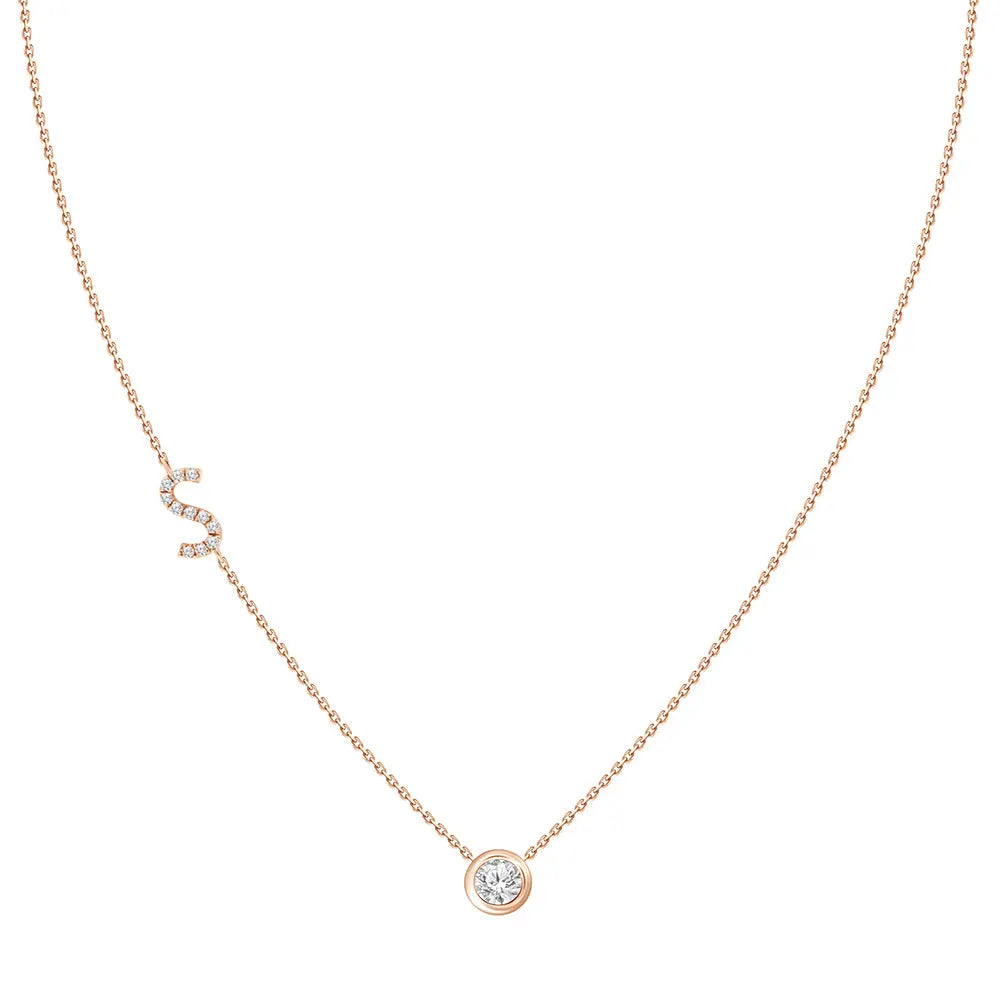 Colar com Pingente Letra de Diamante-JJ Diamond