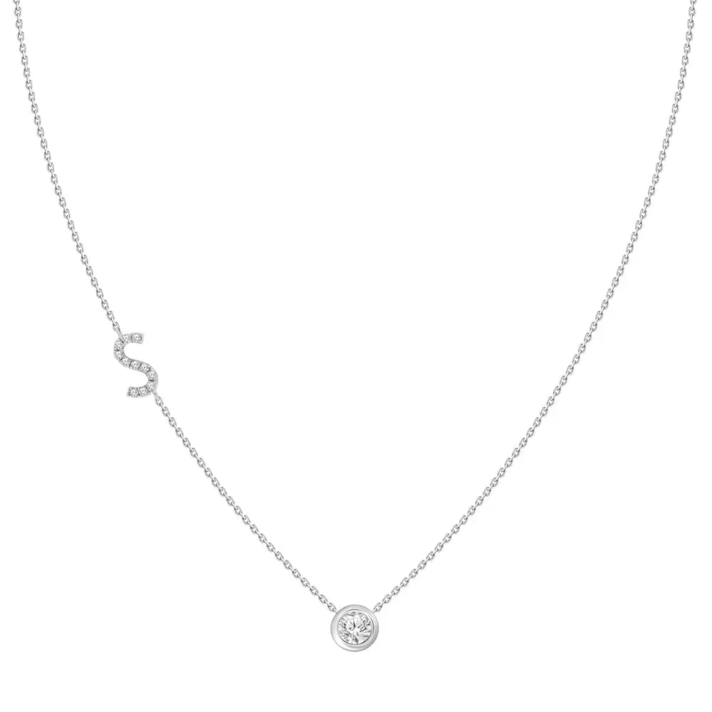 Colar com Pingente Letra de Diamante-JJ Diamond