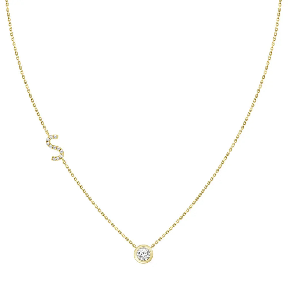 Colar com Pingente Letra de Diamante-JJ Diamond