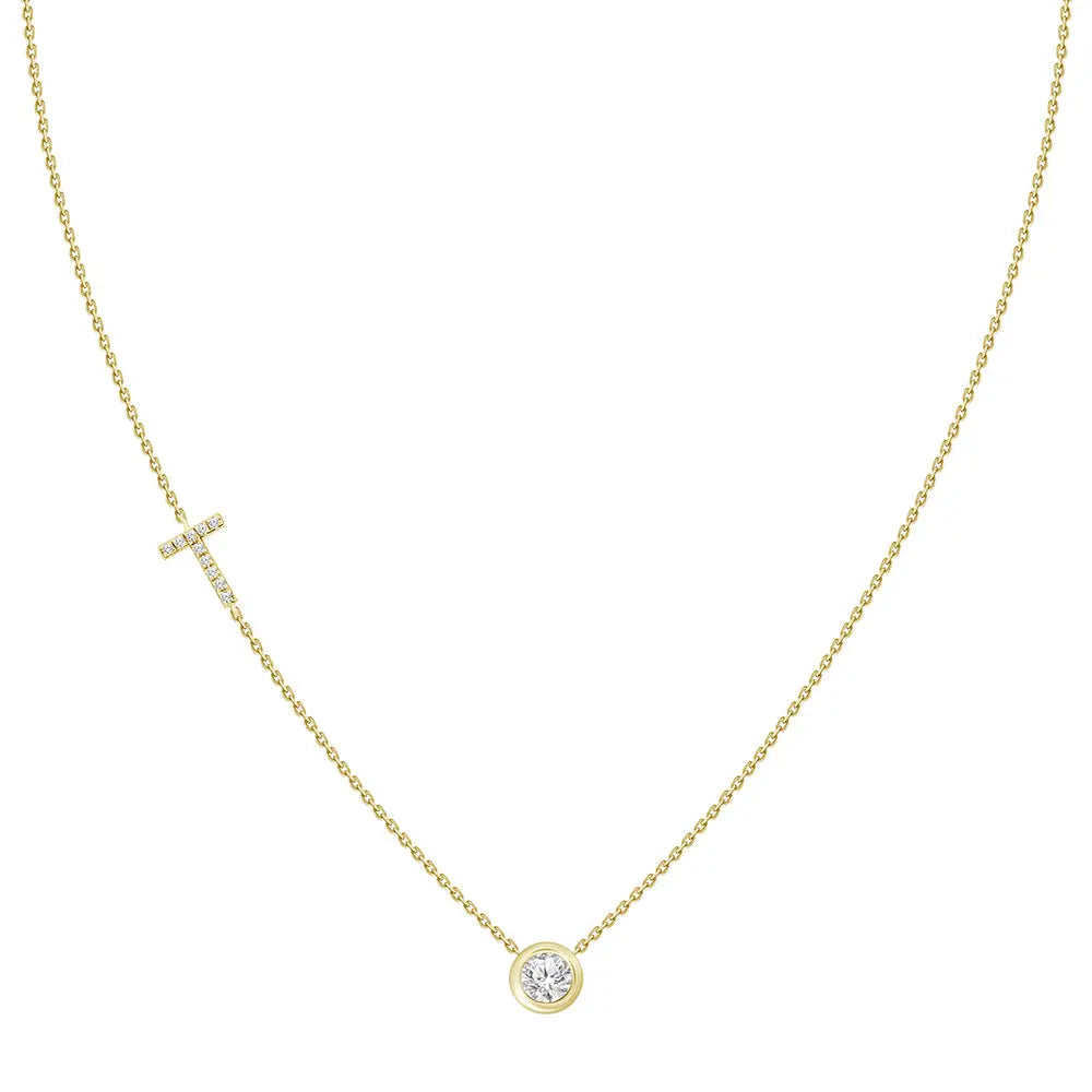 Colar com Pingente Letra de Diamante-JJ Diamond