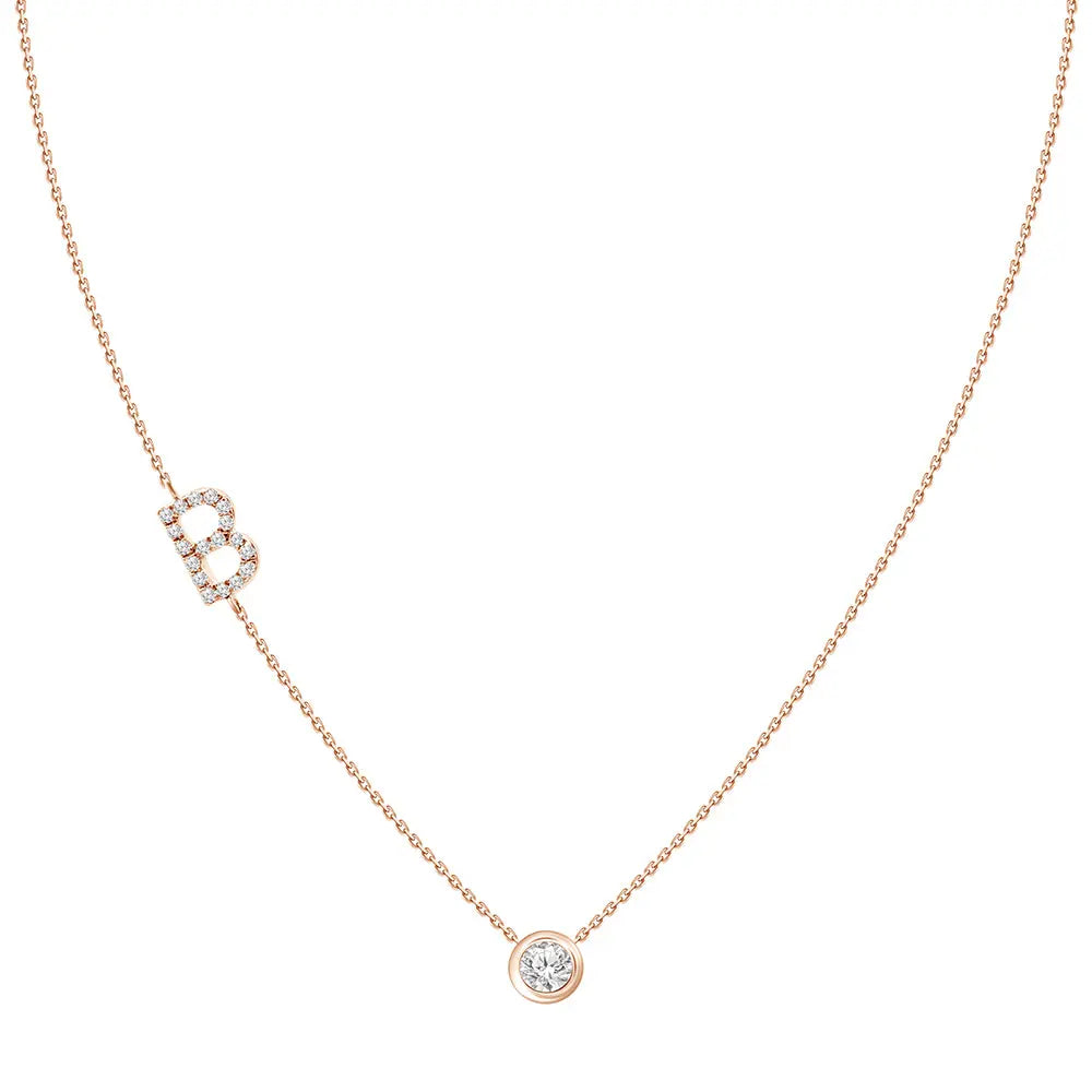 Colar com Pingente Letra de Diamante-JJ Diamond