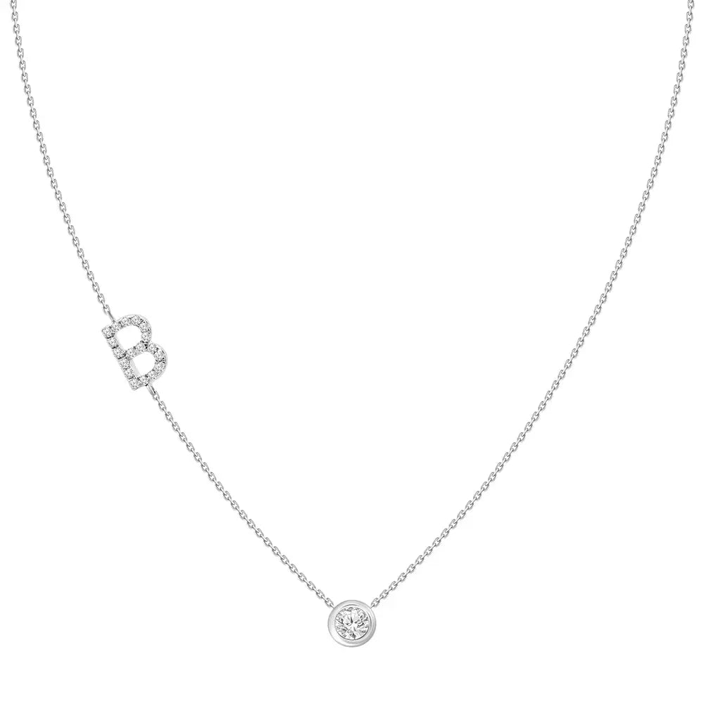 Colar com Pingente Letra de Diamante-JJ Diamond