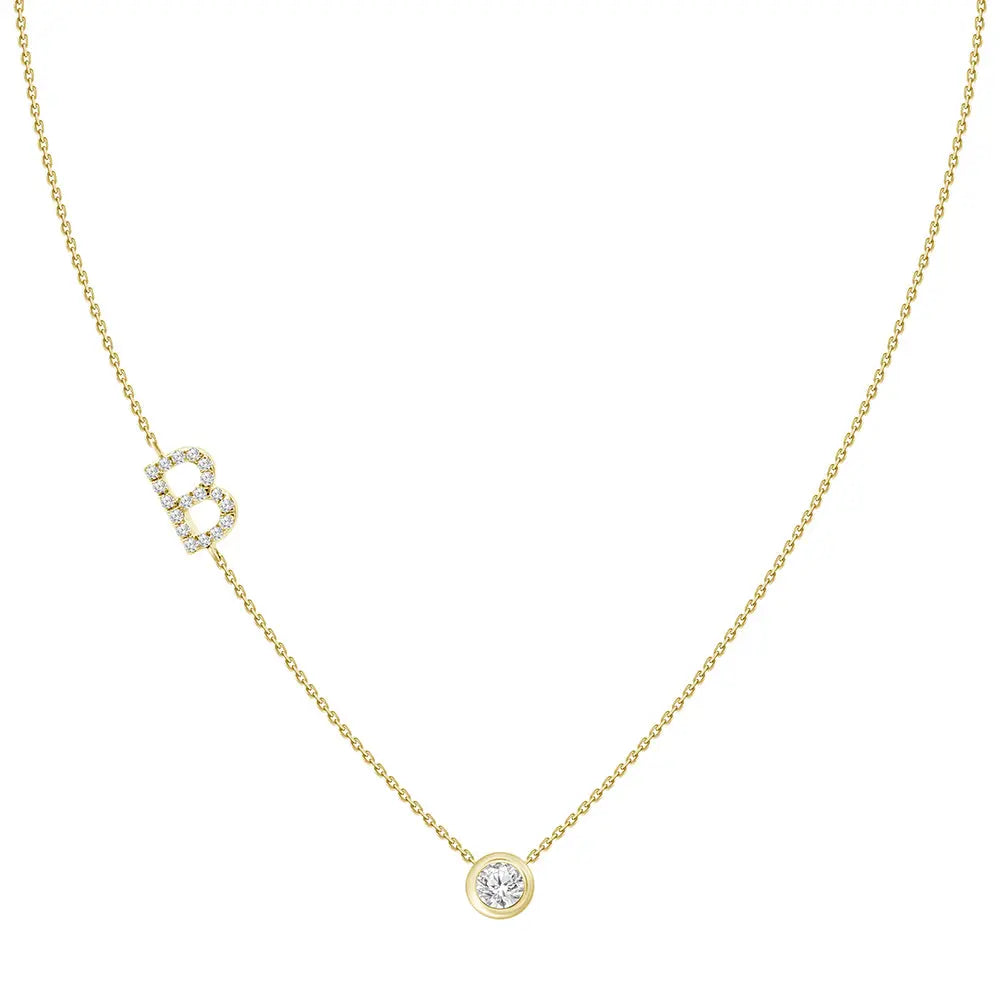 Colar com Pingente Letra de Diamante-JJ Diamond