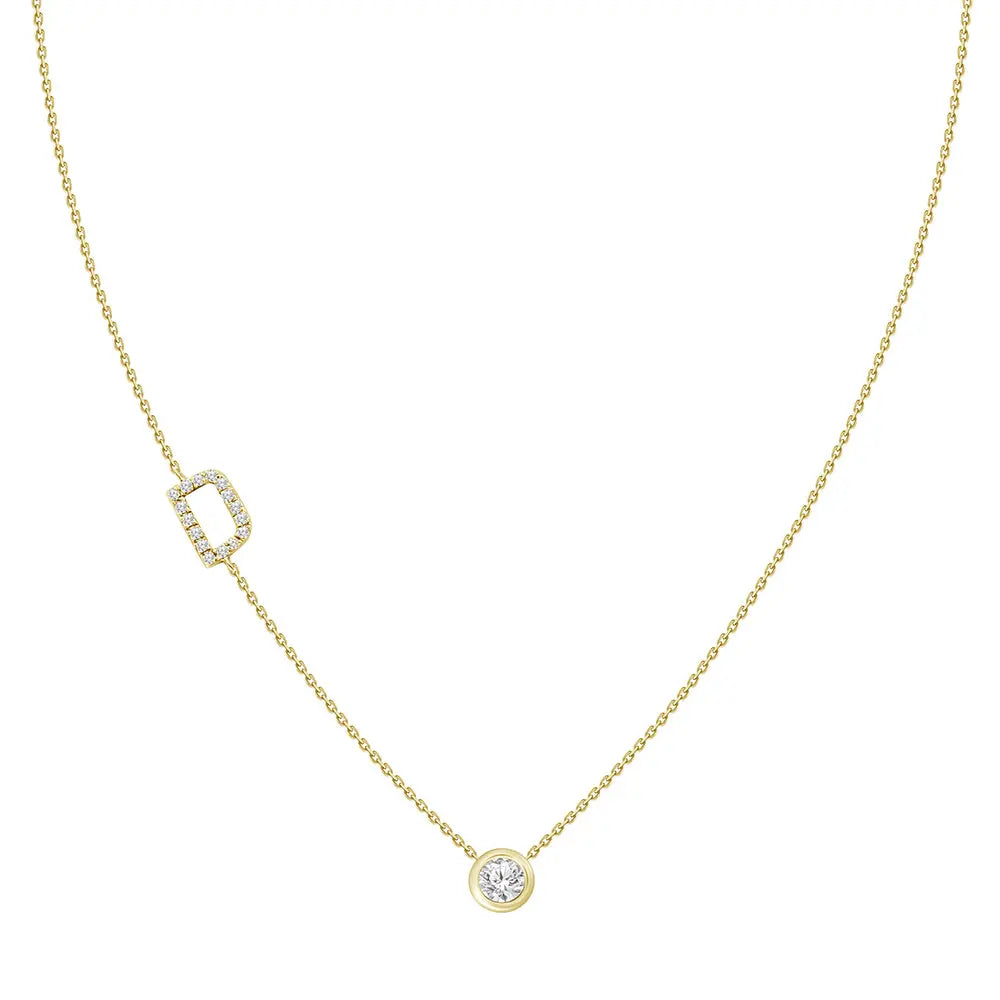 Colar com Pingente Letra de Diamante-JJ Diamond