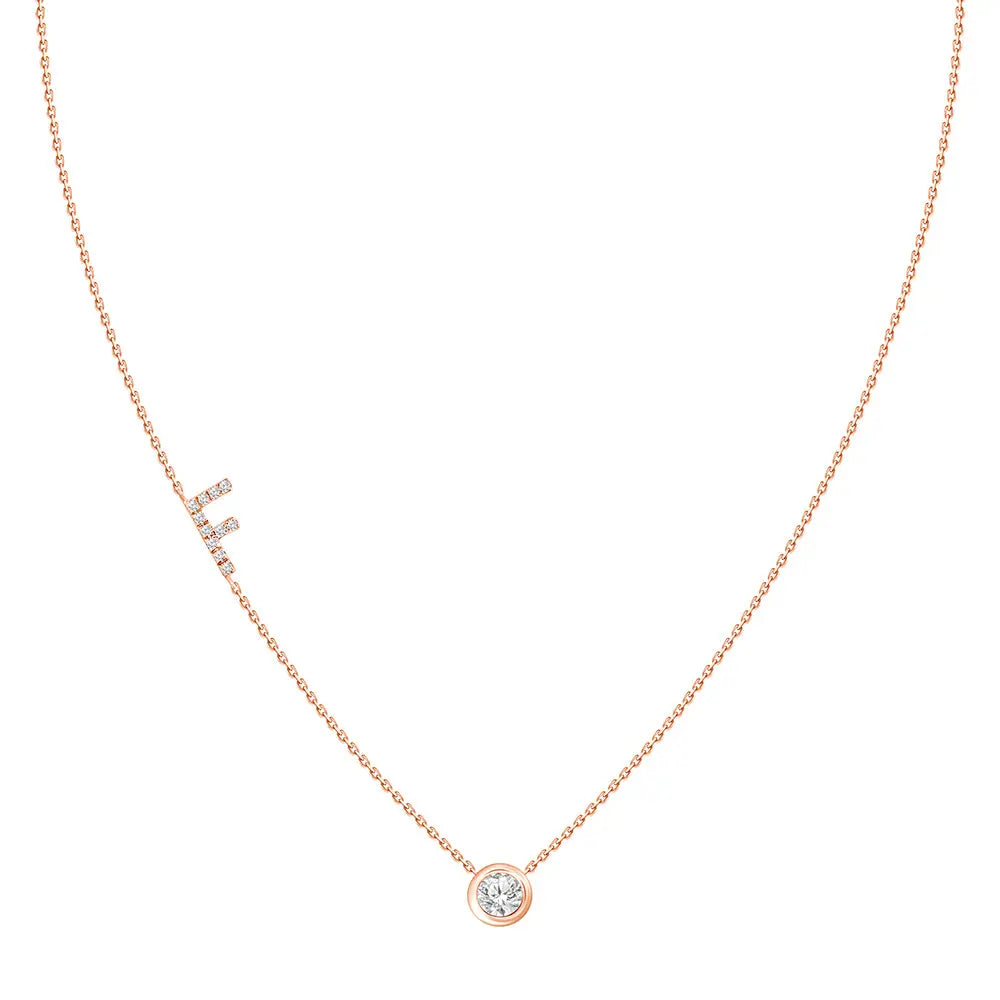 Colar com Pingente Letra de Diamante-JJ Diamond