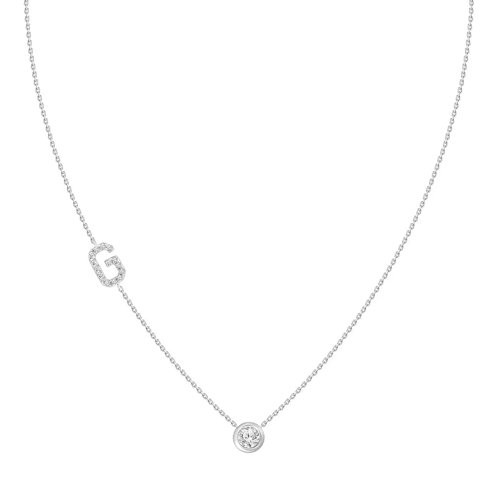 Colar com Pingente Letra de Diamante-JJ Diamond