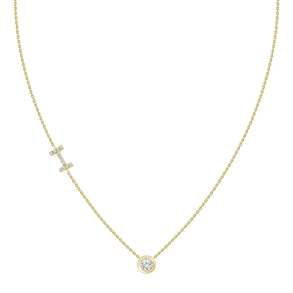 Colar com Pingente Letra de Diamante-JJ Diamond