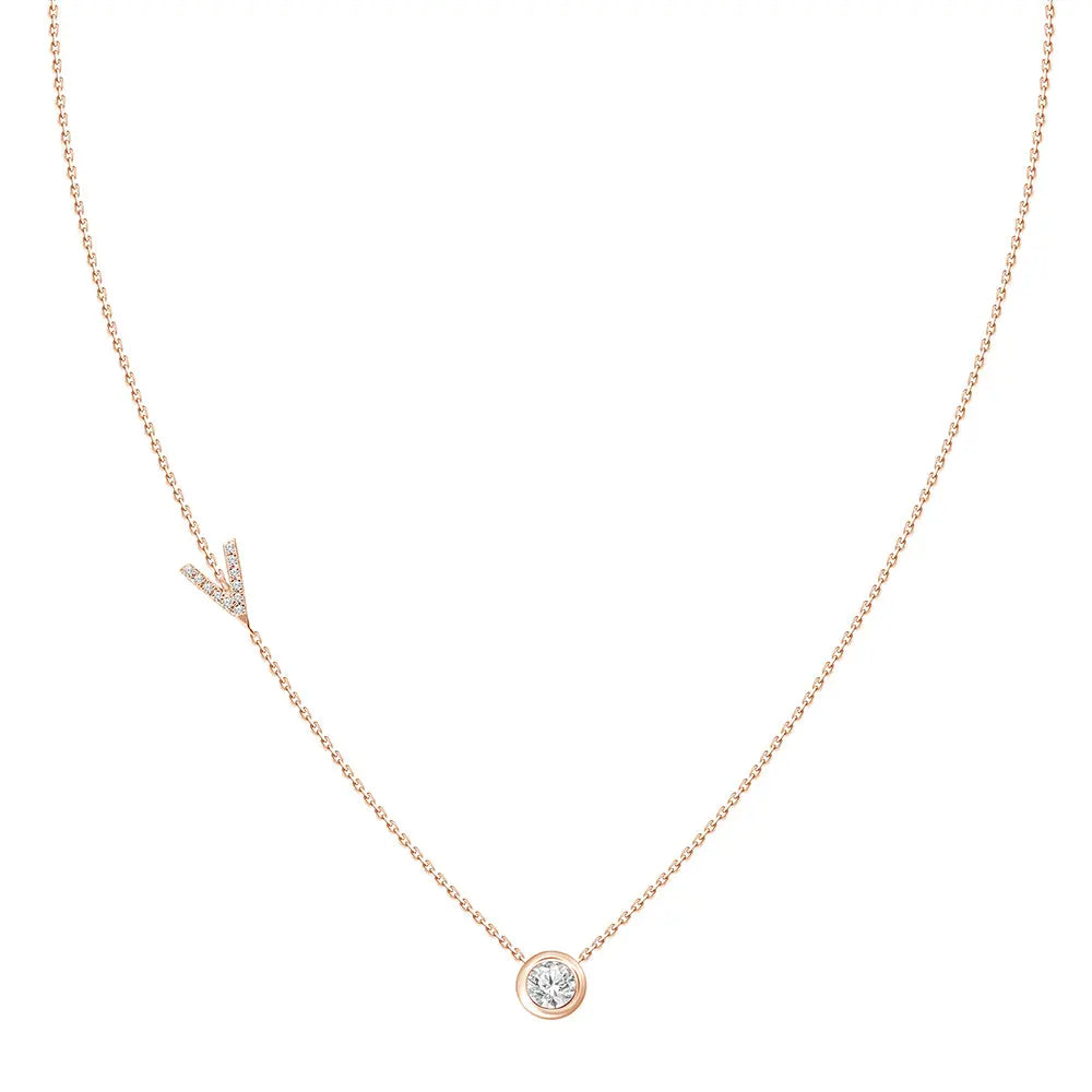 Colar com Pingente Letra de Diamante-JJ Diamond