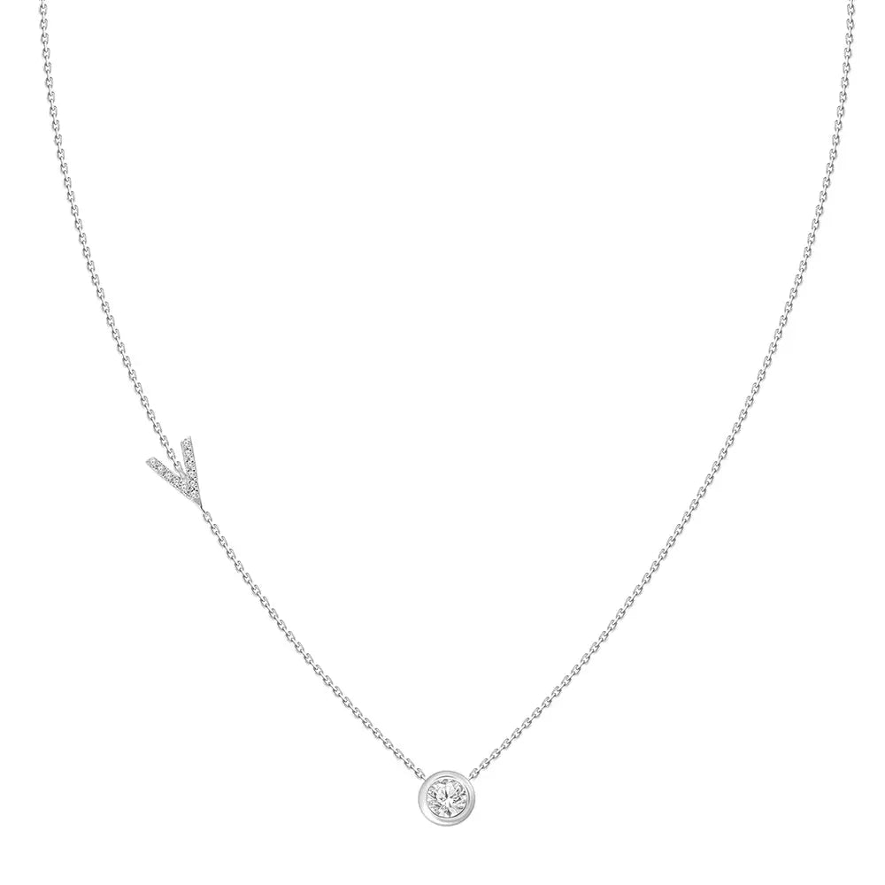 Colar com Pingente Letra de Diamante-JJ Diamond