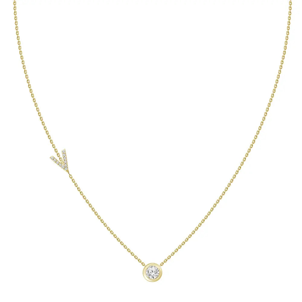 Colar com Pingente Letra de Diamante-JJ Diamond
