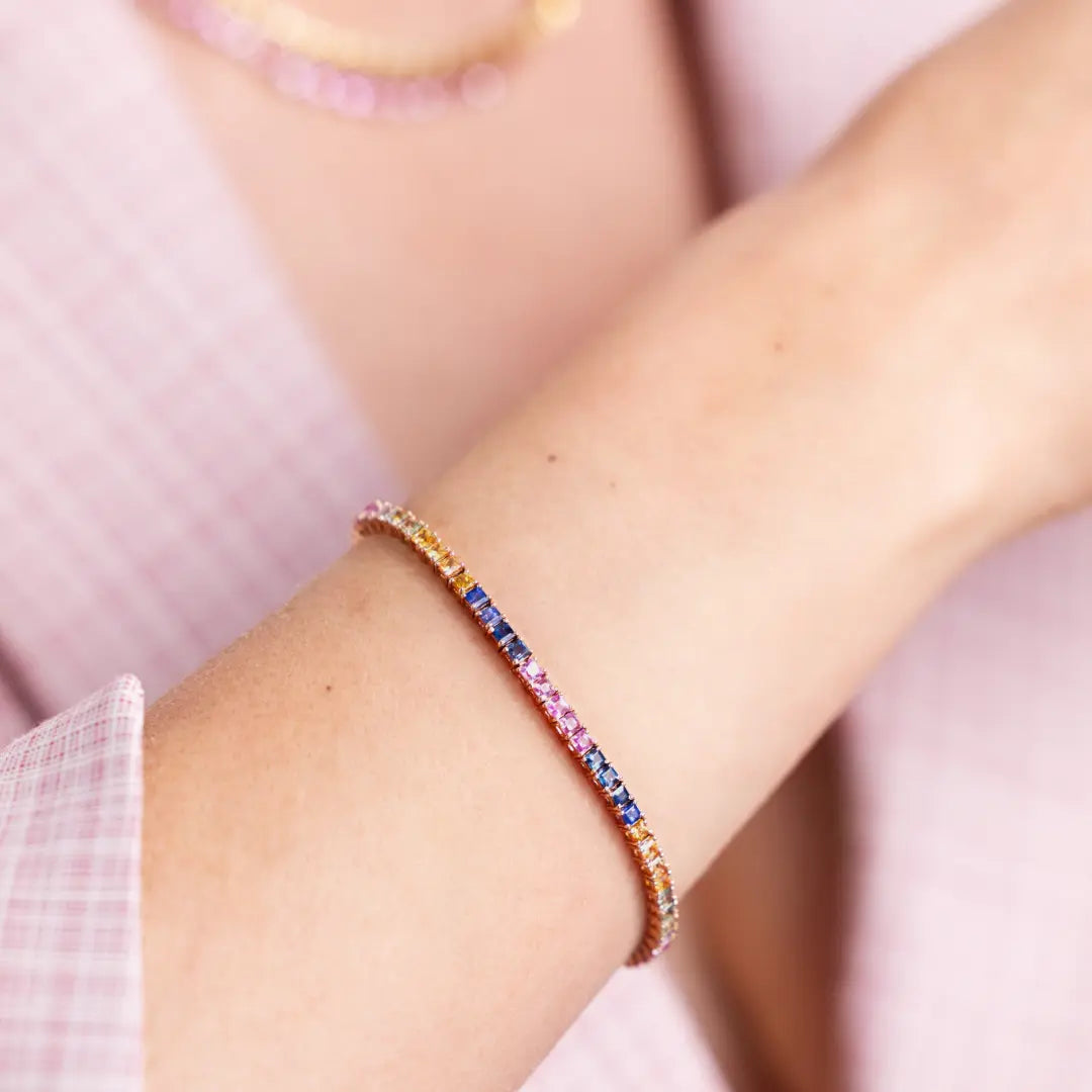 Pulseira Riviera em Safira Arco-íris-JJ Diamond