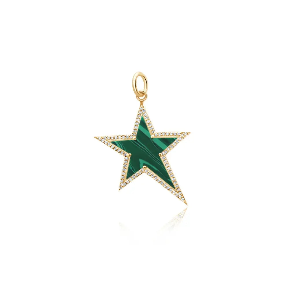 Pingente Estrela de Malaquita em Ouro Amarelo-JJ Diamond