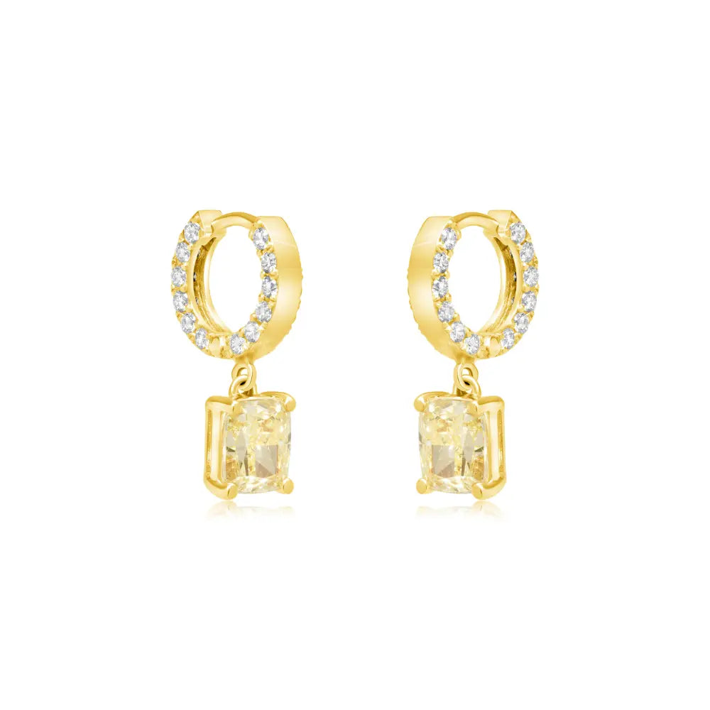 Brinco Huggies de Diamante Amarelo-JJ Diamond
