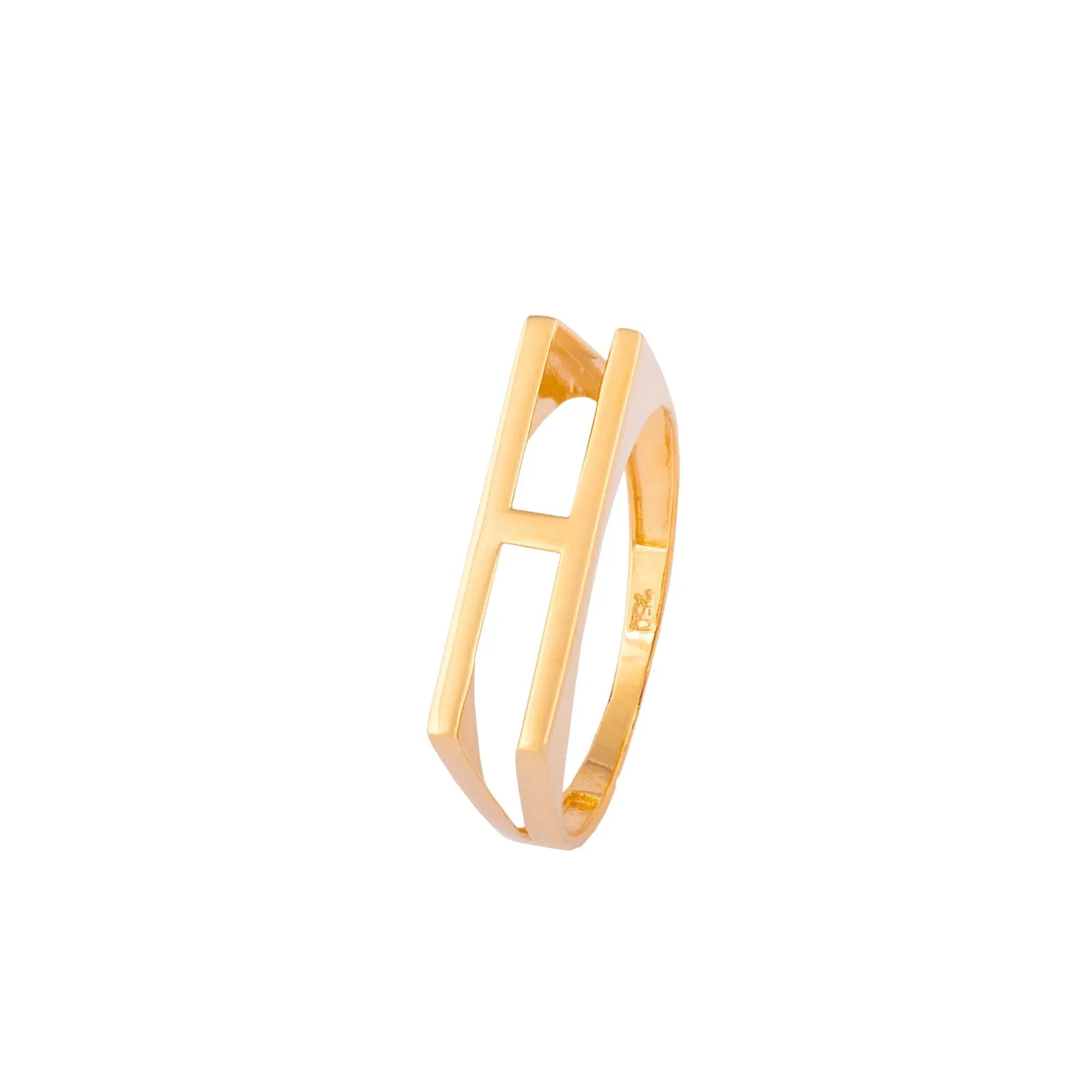 Anel Letra em Ouro Amarelo-JJ Diamond