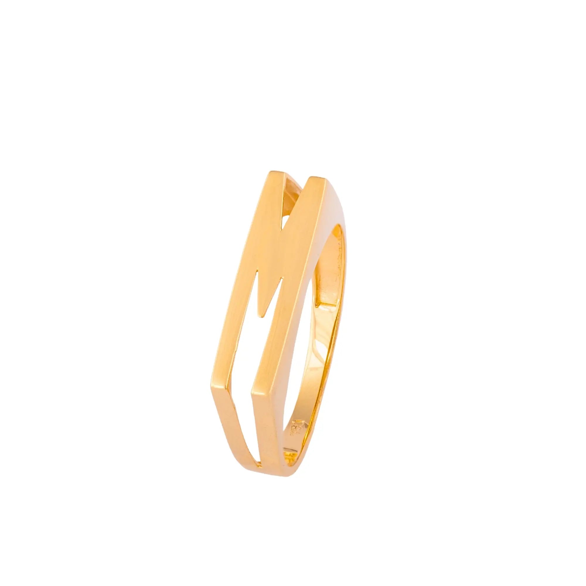 Anel Letra em Ouro Amarelo-JJ Diamond