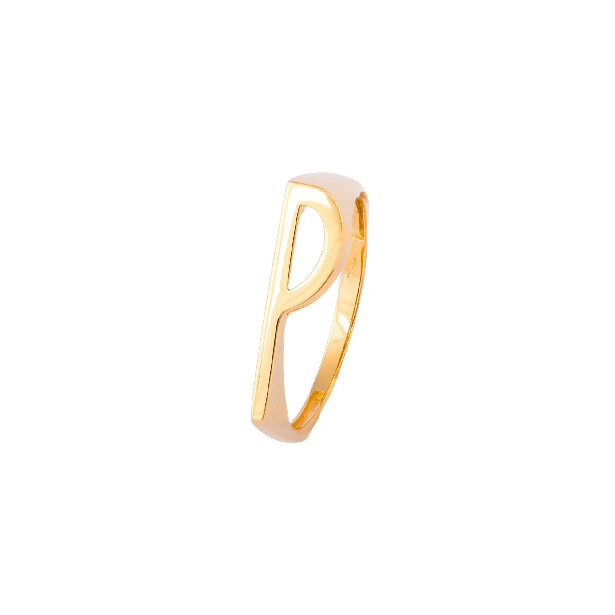 Anel Letra em Ouro Amarelo-JJ Diamond