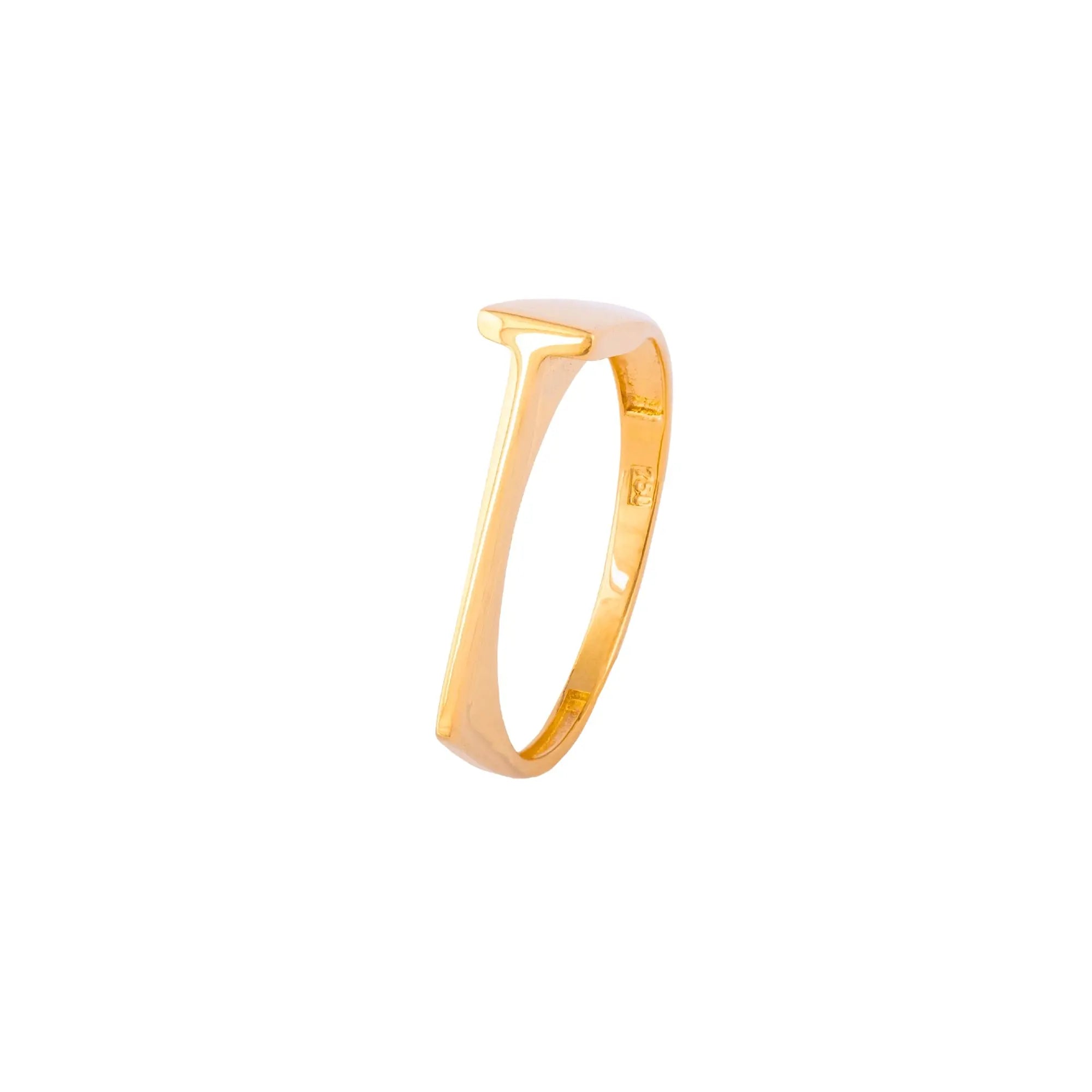 Anel Letra em Ouro Amarelo-JJ Diamond