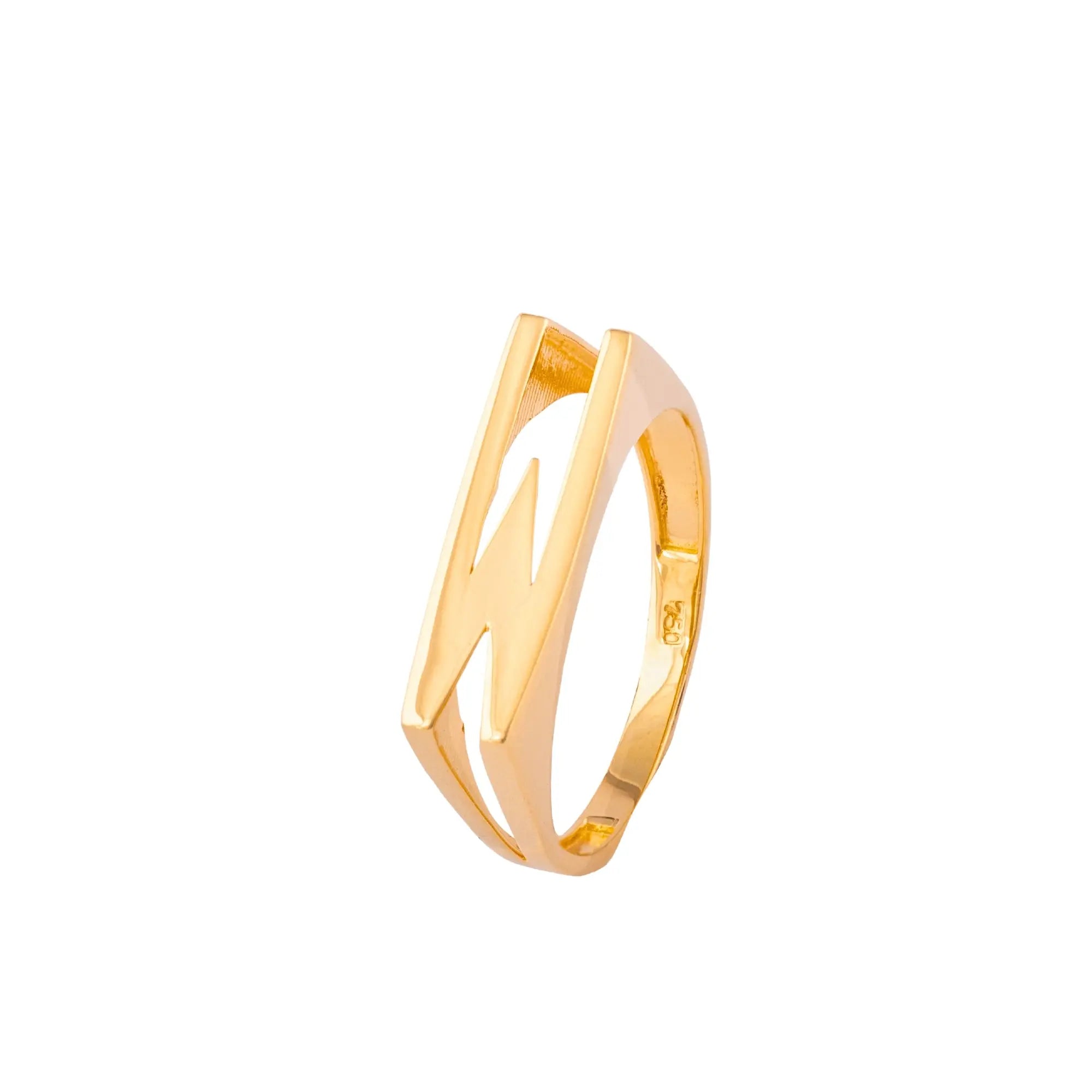 Anel Letra em Ouro Amarelo-JJ Diamond
