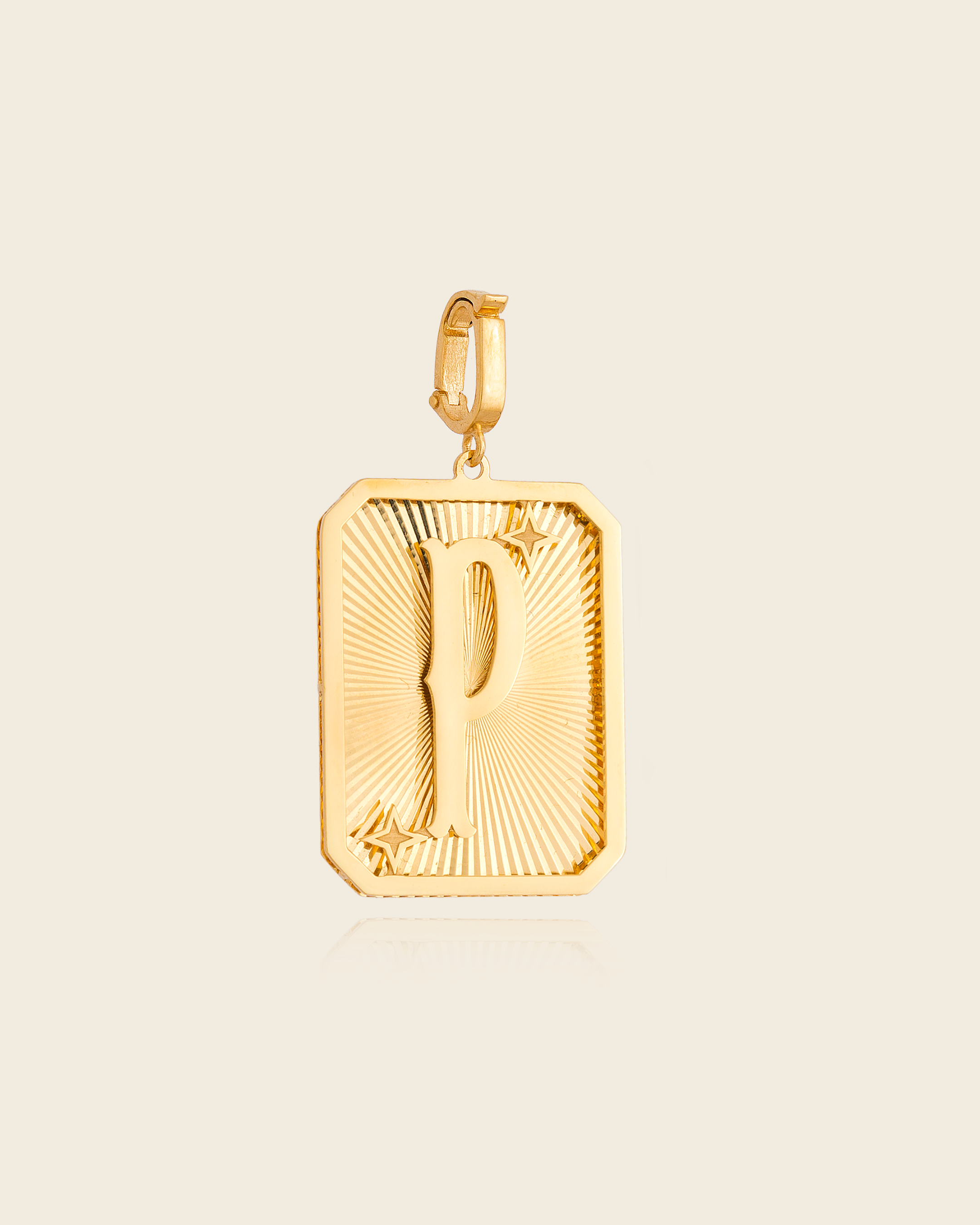 Pingente Placa Alphabet com Letra em Ouro Amarelo