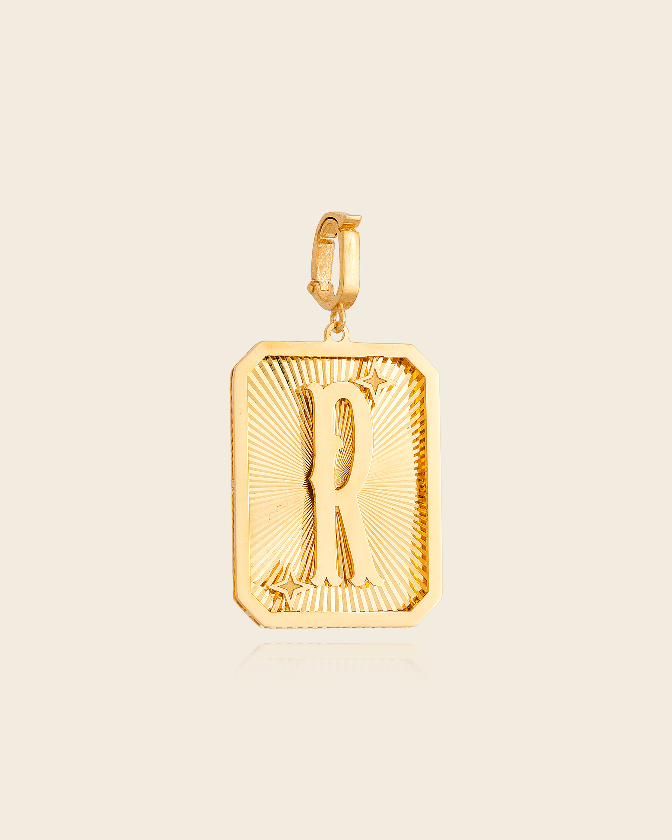 Pingente Placa Alphabet com Letra em Ouro Amarelo