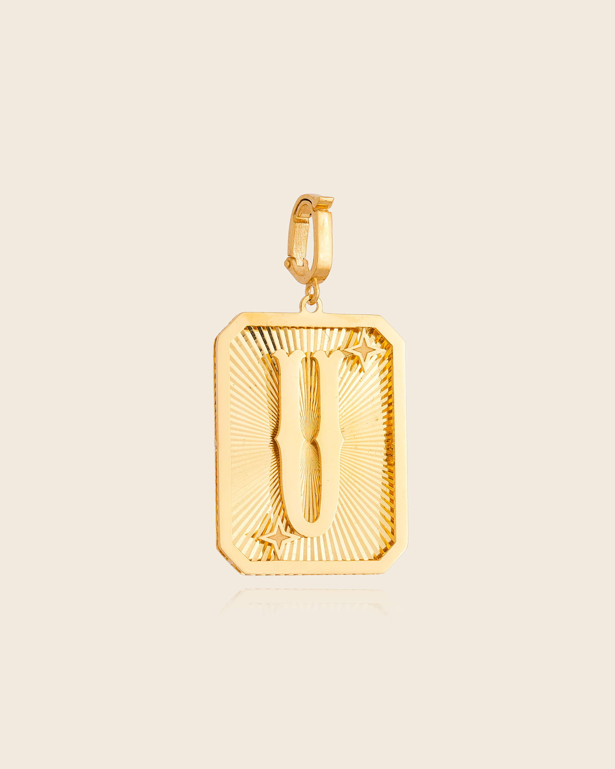 Pingente Placa Alphabet com Letra em Ouro Amarelo