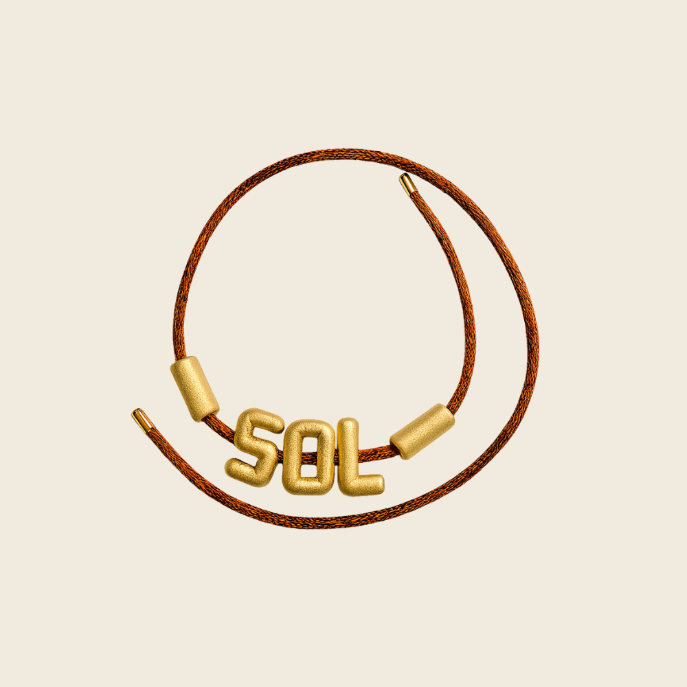 Pingente de Pulseira Letras em Ouro Amarelo