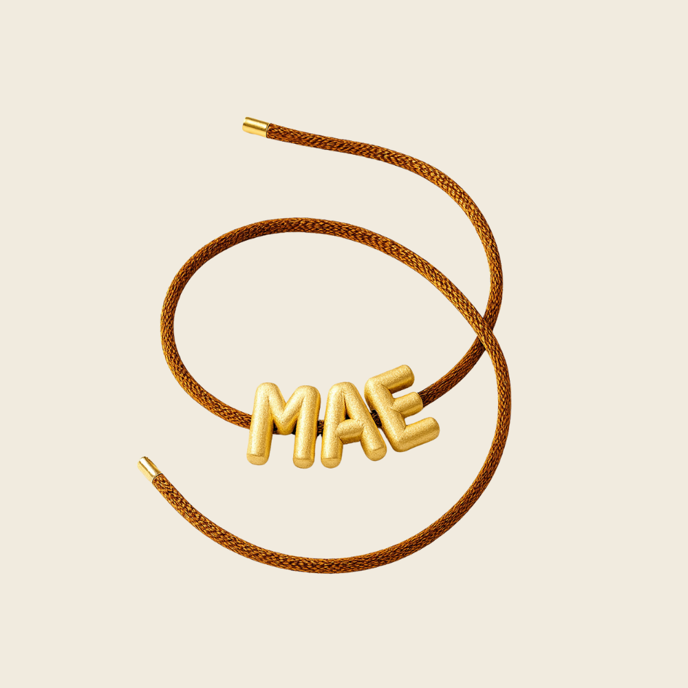 Pulseira Fio Marrom JJ Pontas em Ouro Amarelo 18k
