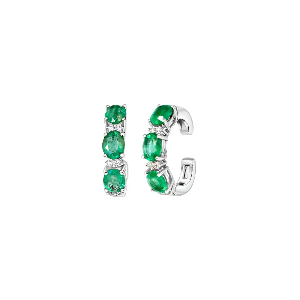 Brincos Ear Cuff Três Pedras Coloridas de Diamantes-JJ Diamond