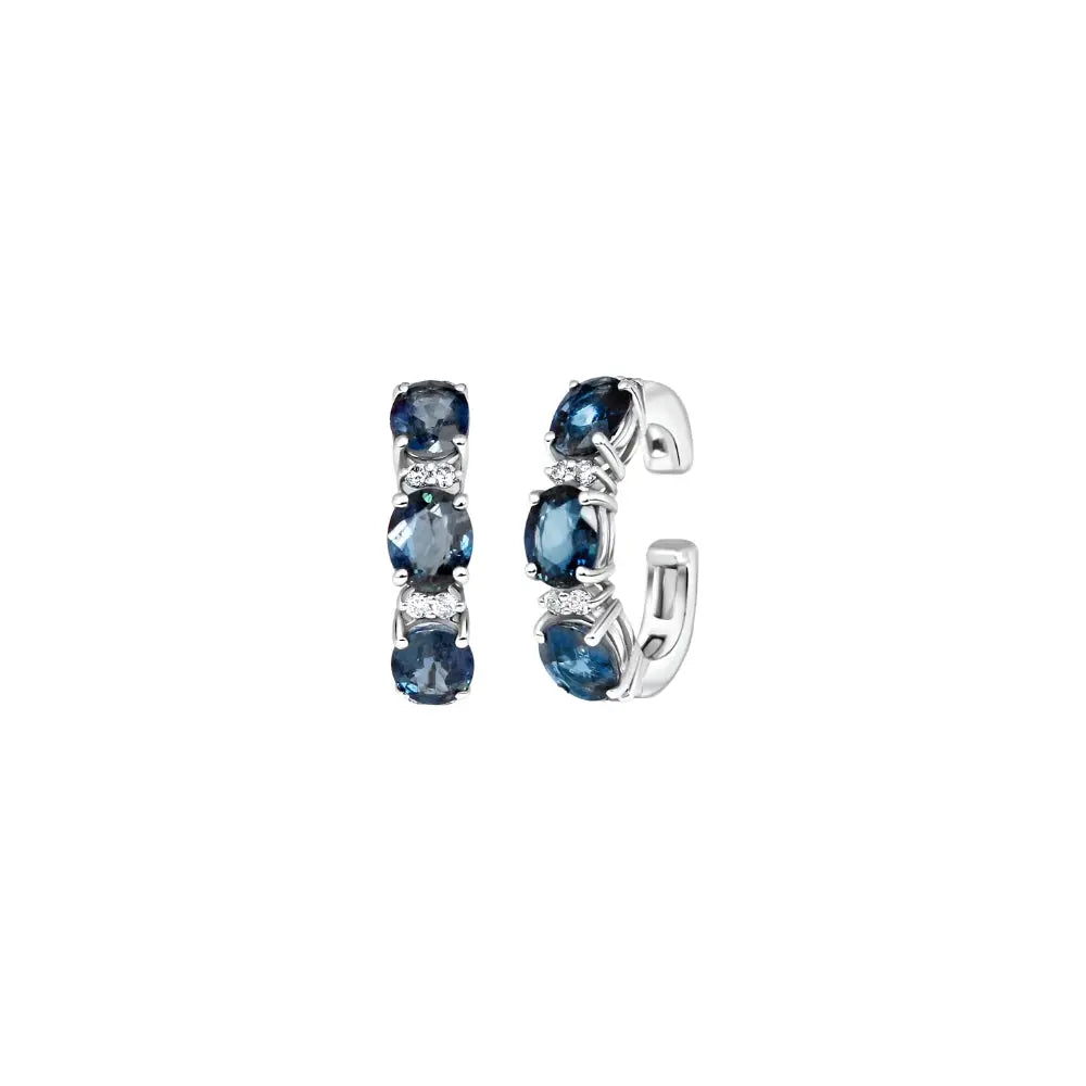 Brincos Ear Cuff Três Pedras Coloridas de Diamantes-JJ Diamond