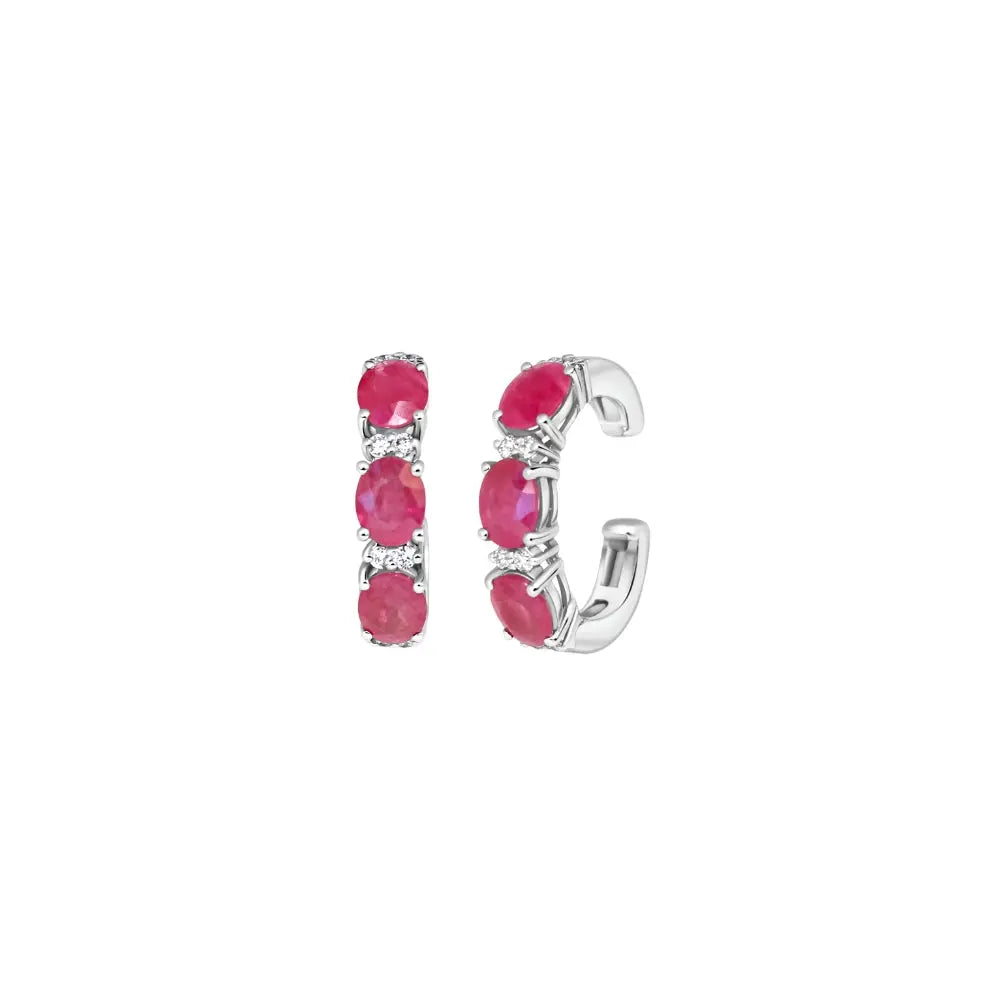 Brincos Ear Cuff Três Pedras Coloridas de Diamantes-JJ Diamond