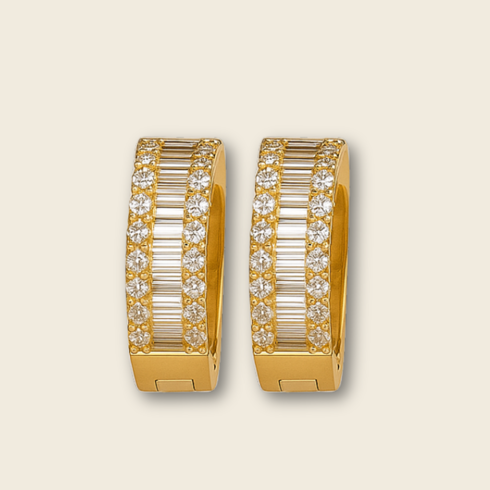 Brinco Argola Ouro Amarelo com Diamantes