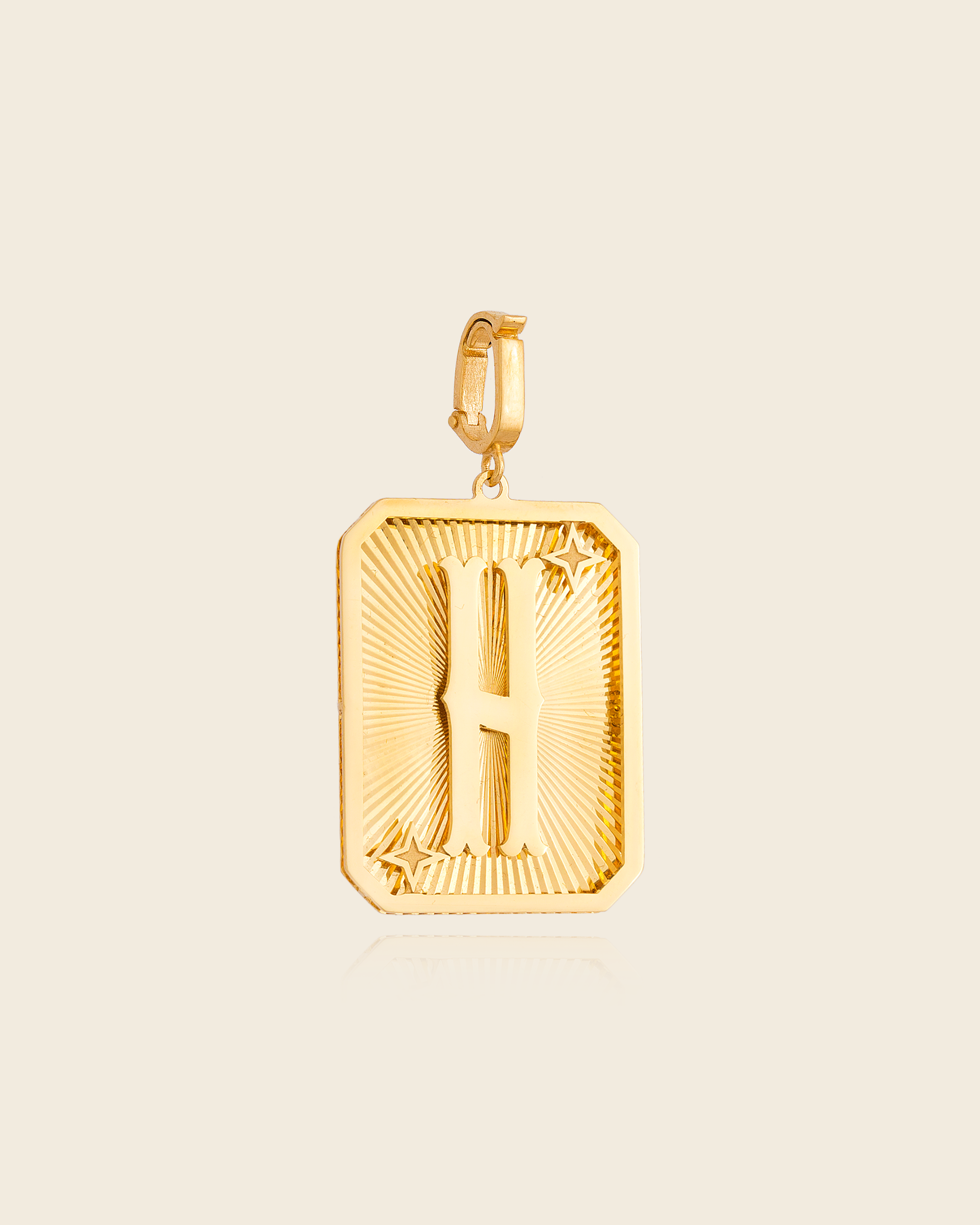 Pingente Placa Alphabet com Letra em Ouro Amarelo