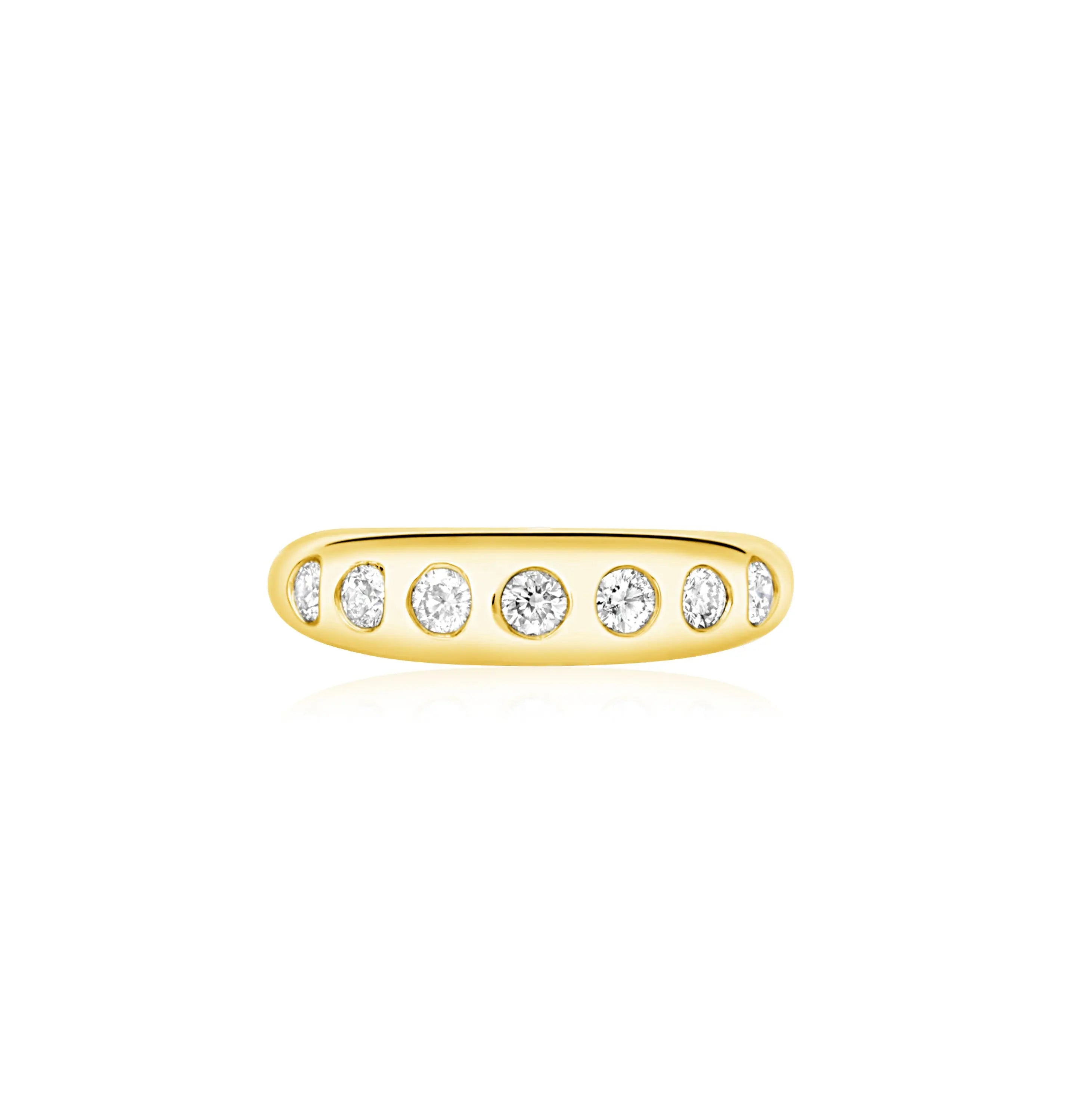 Anel Gypsy com Diamantes em Ouro Amarelo - JJ Diamond