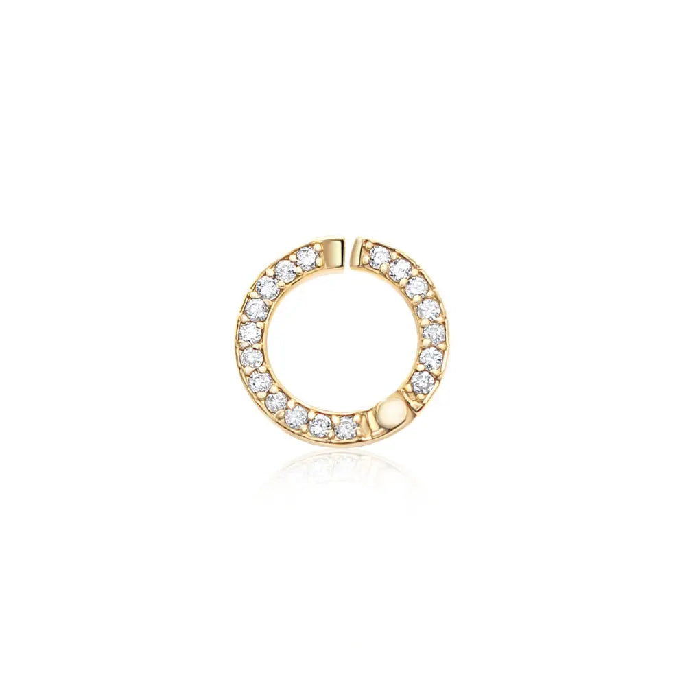  Pingente Conector Circular de Diamante em Ouro Amarelo-JJ Diamond