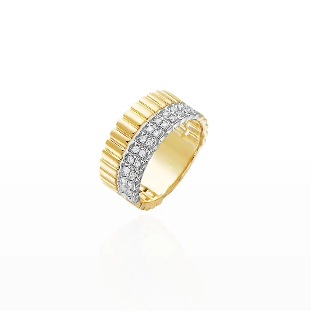 Anel Radiante de Linha Dupla de Diamante-JJ Diamond