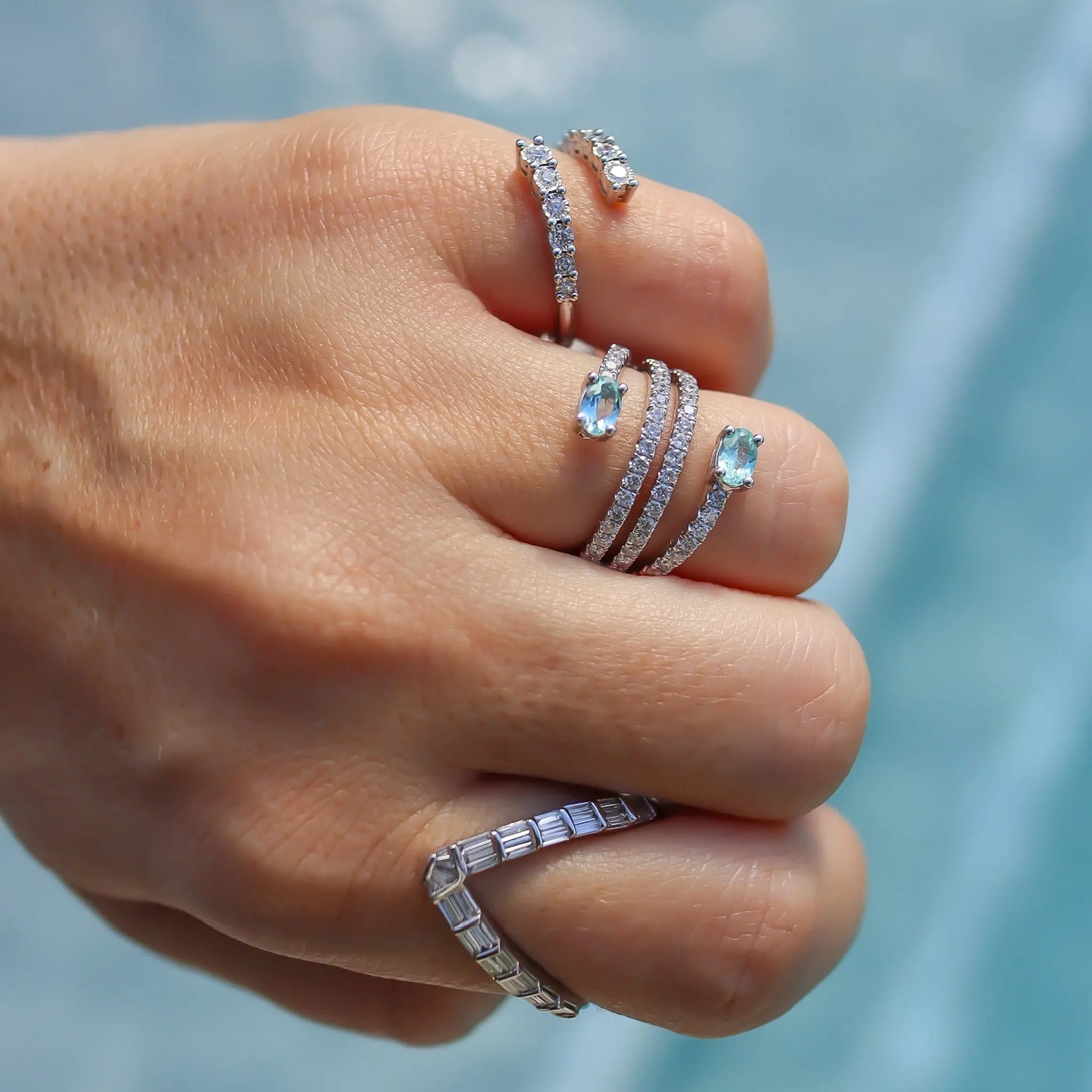 Anel Espiral de Diamantes e Turmalina-JJ Diamond