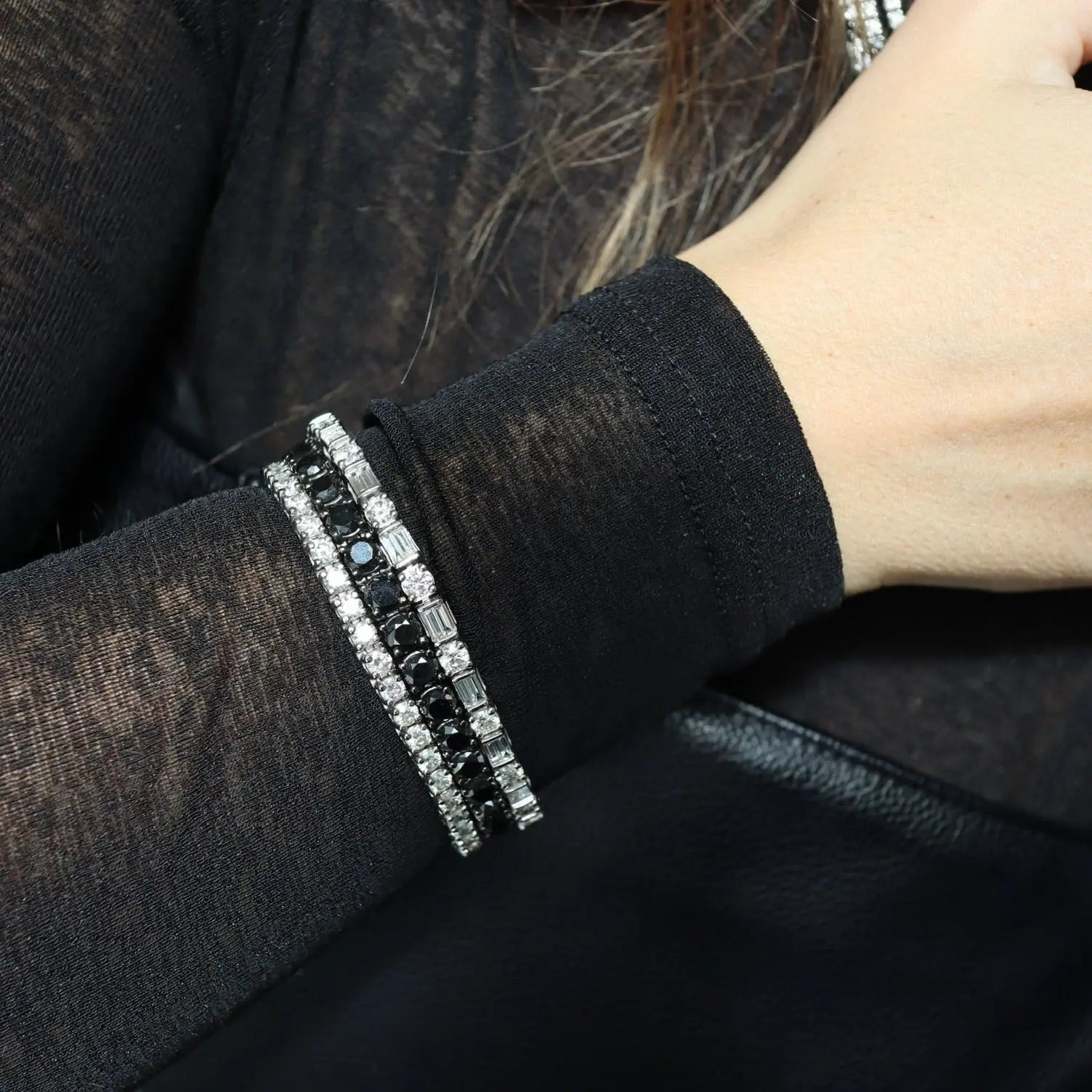 Pulseira de Diamantes Redondos e Lapidação Esmeralda-JJ Diamond