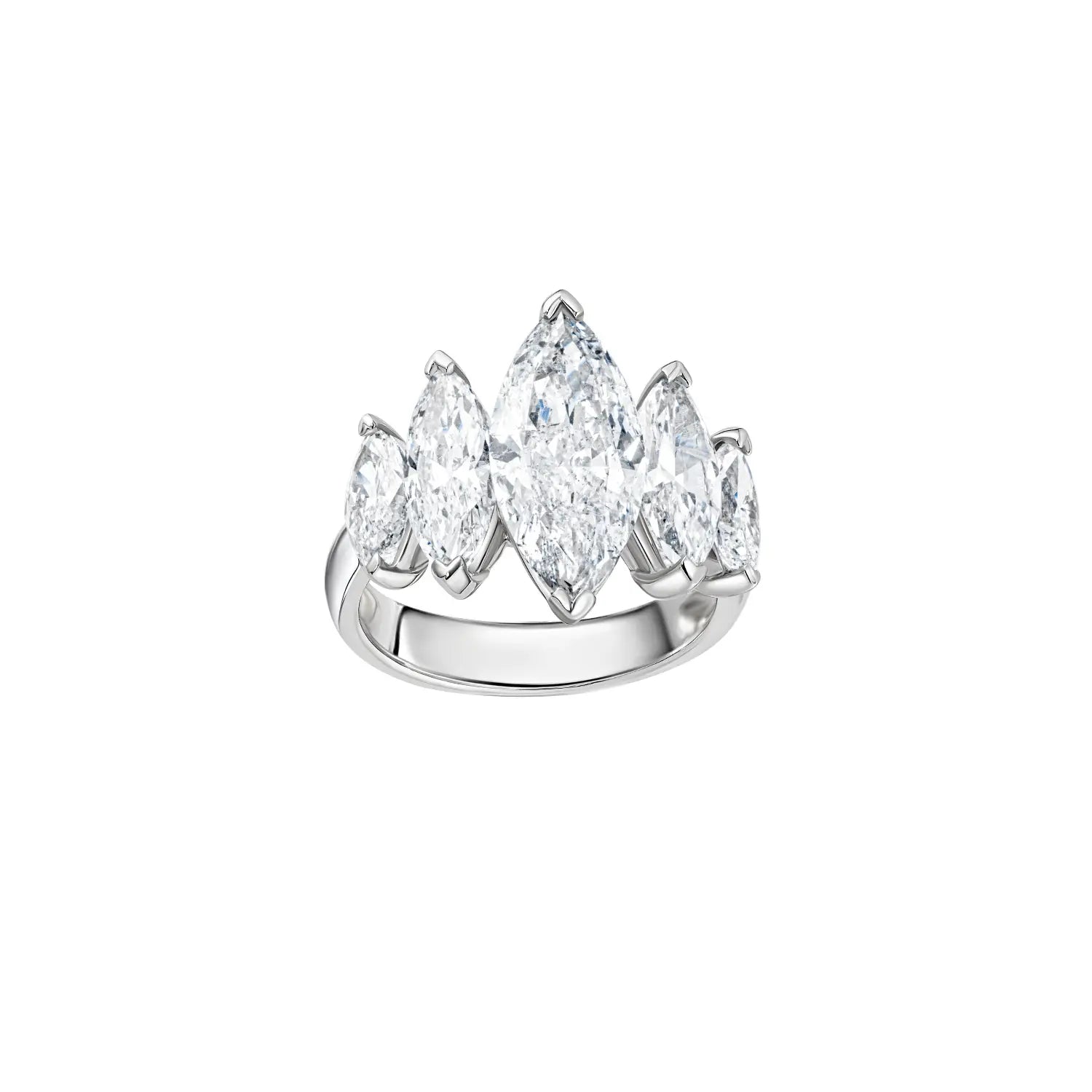 Meia Aliança Eternity Cinco Diamantes Marquise-JJ Diamond