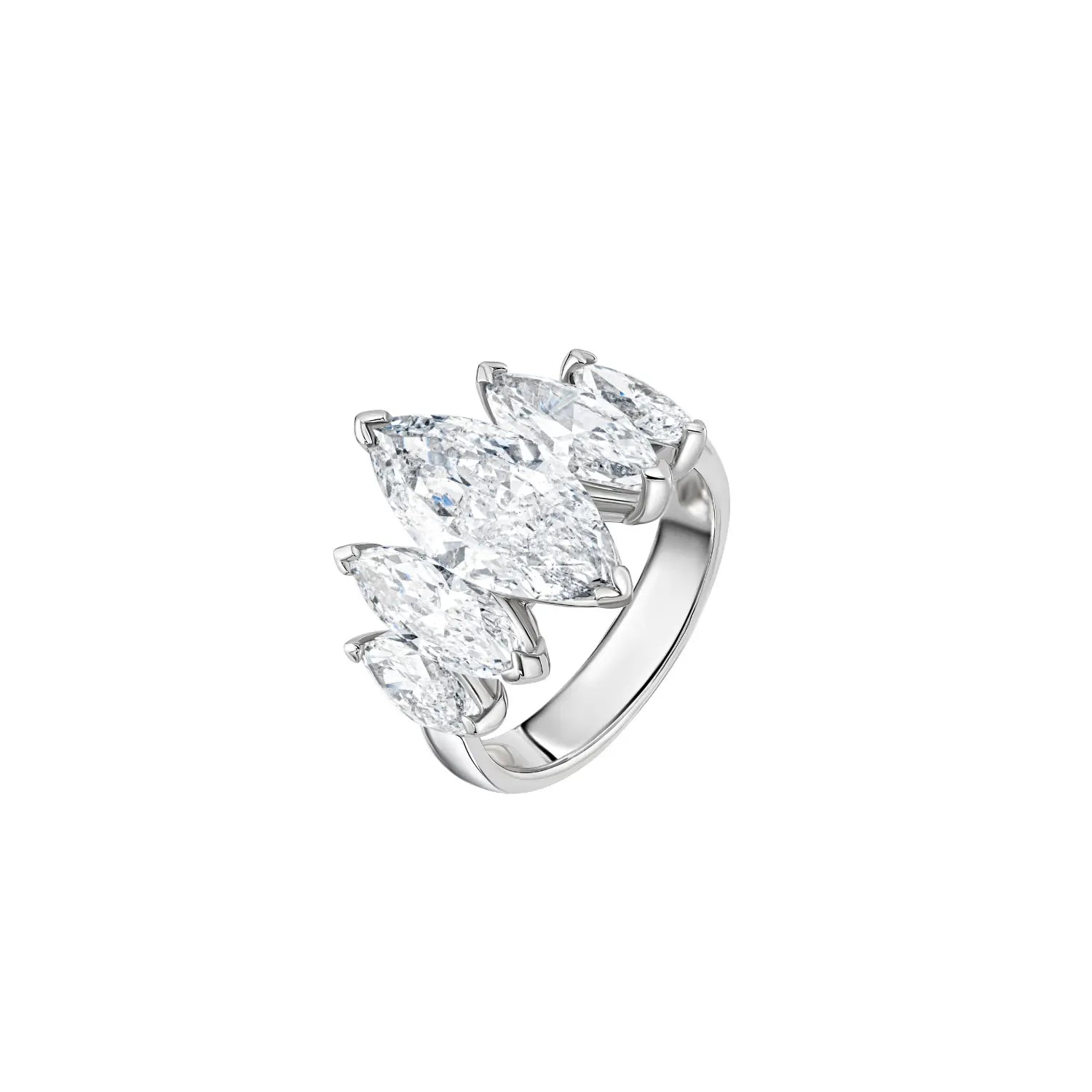 Meia Aliança Eternity Cinco Diamantes Marquise-JJ Diamond