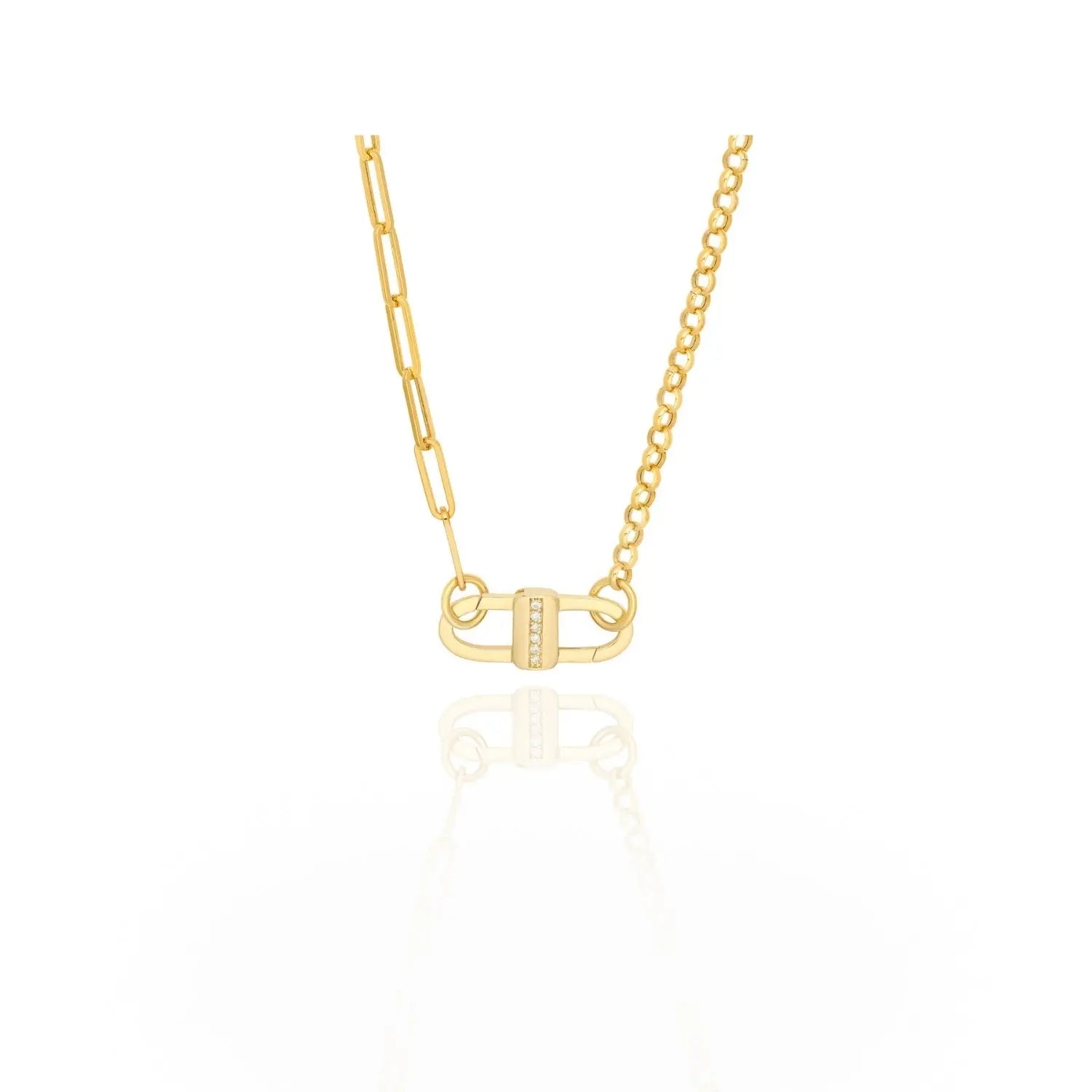 Pingente Cadeado Dourado com Diamantes-JJ Diamond