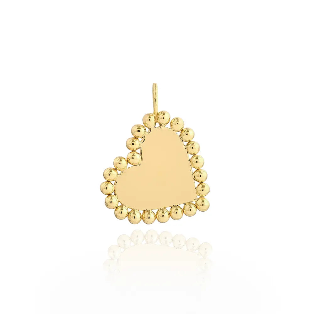  Pingente Dourado Coração Contas de Amor-JJ Diamond