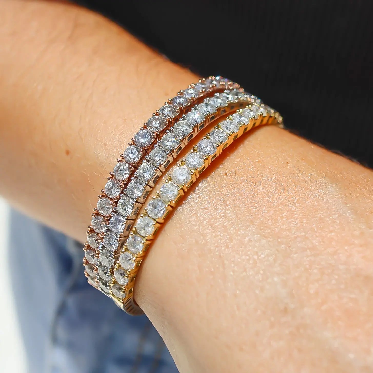 Bracelete Flexível com Diamantes em Ouro
