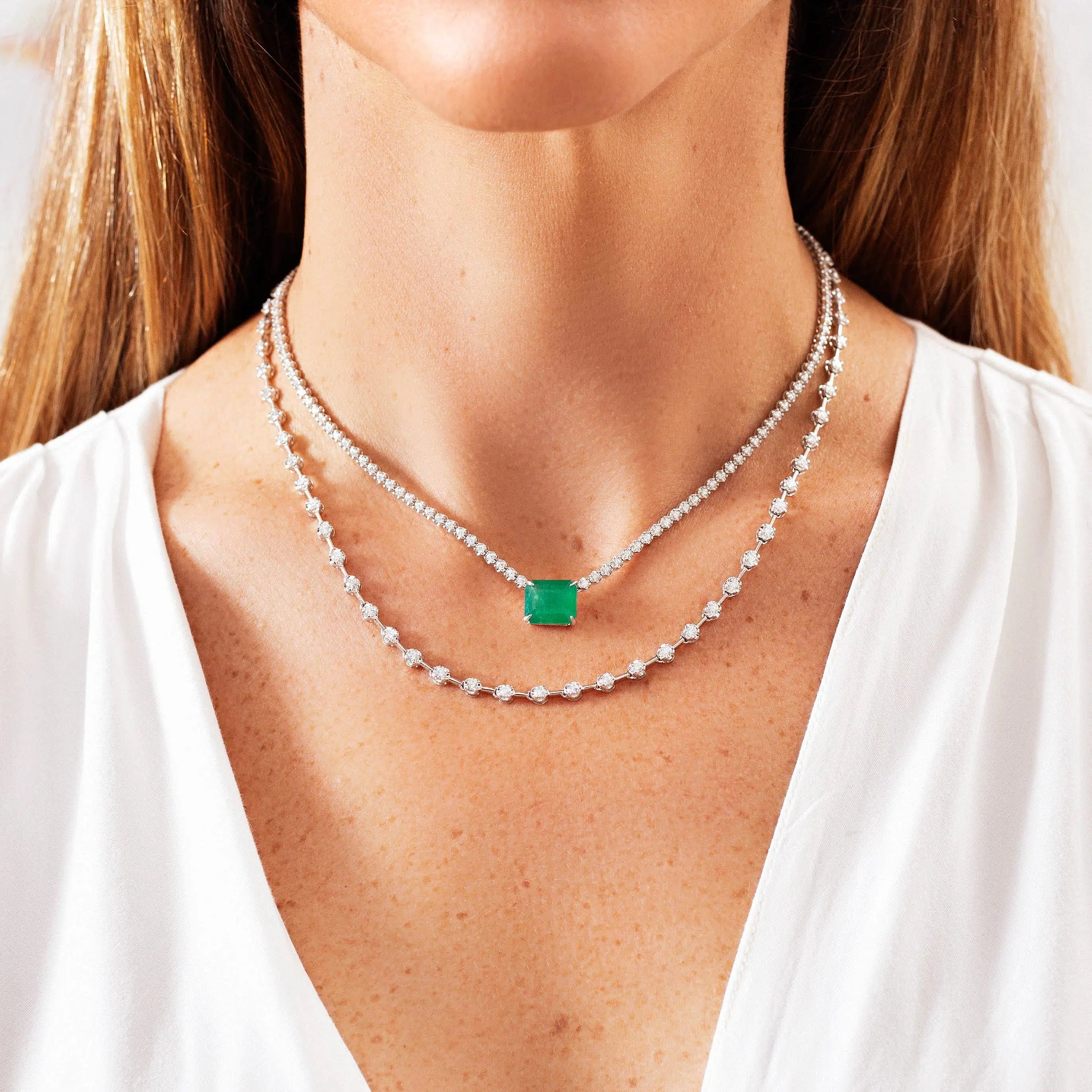  Colar Jessica de Esmeralda e Diamante Completo-JJ Diamond