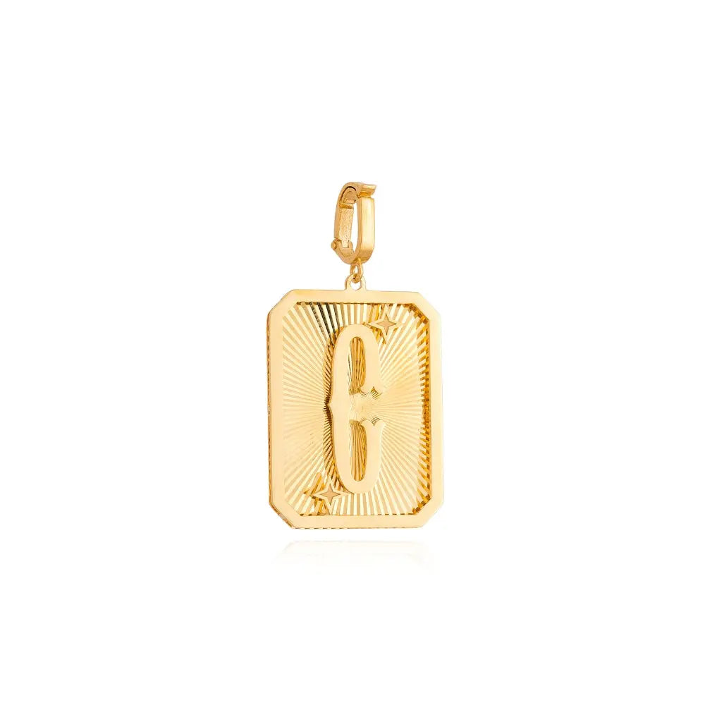 Pingente Medalha de Letra em Ouro Amarelo-JJ Diamond