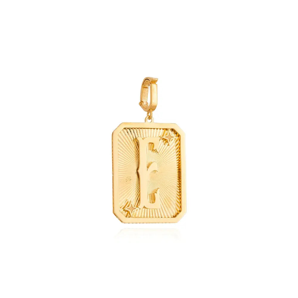 Pingente Medalha de Letra em Ouro Amarelo-JJ Diamond