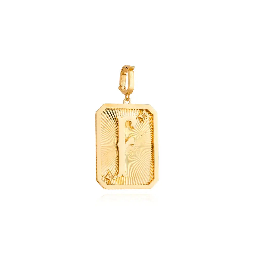 Pingente Medalha de Letra em Ouro Amarelo-JJ Diamond